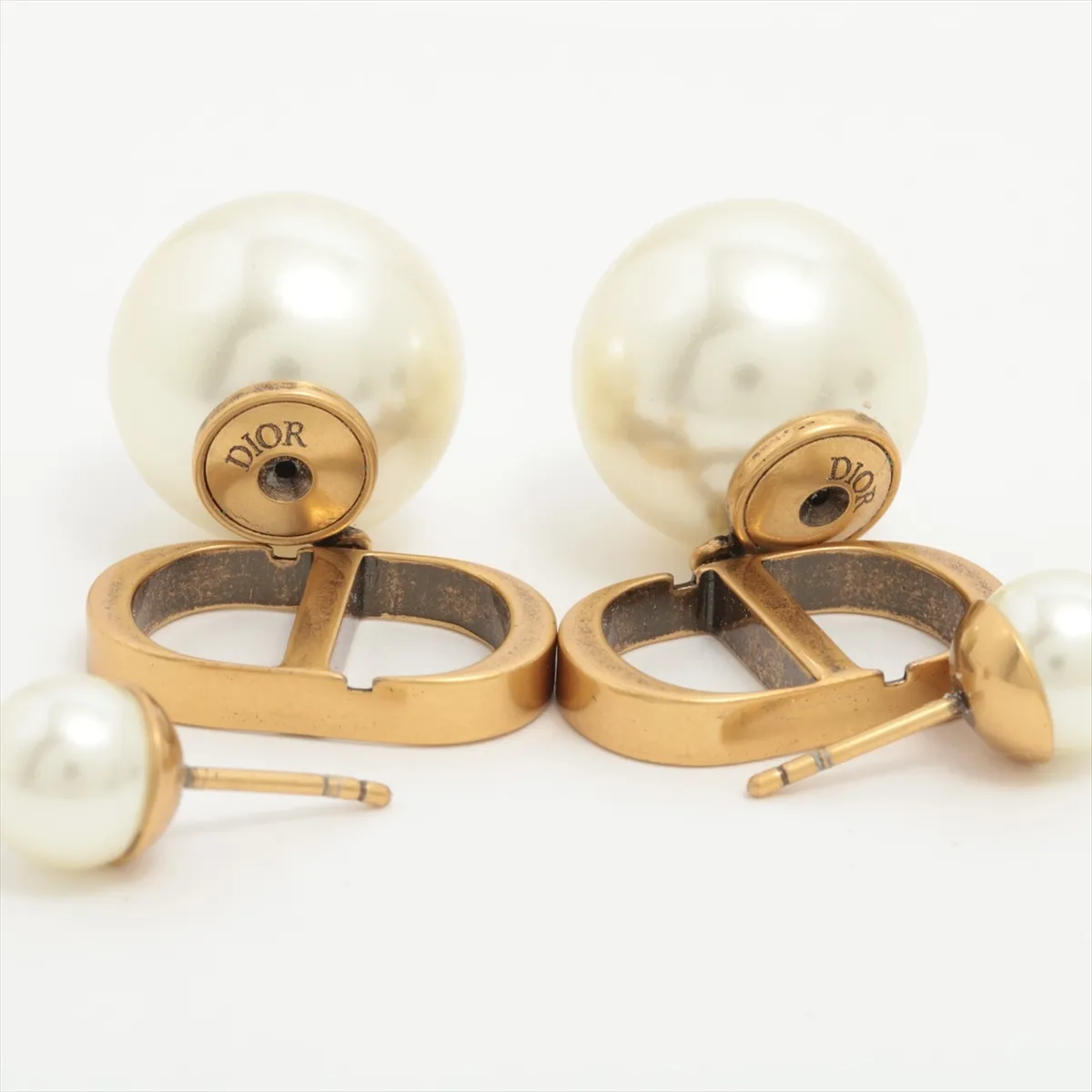 Tribales earrings (for both ears), gold-plated with faux pearls. Shows signs of wear: — view 4