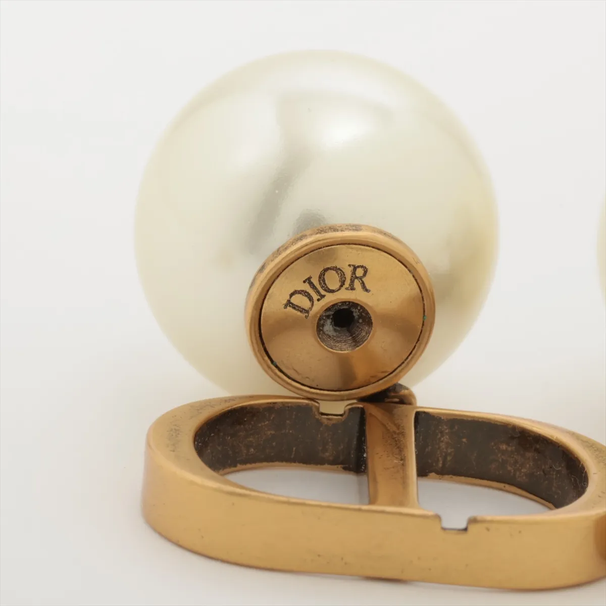 Tribales earrings (for both ears), gold-plated with faux pearls. Shows signs of wear: — view 5