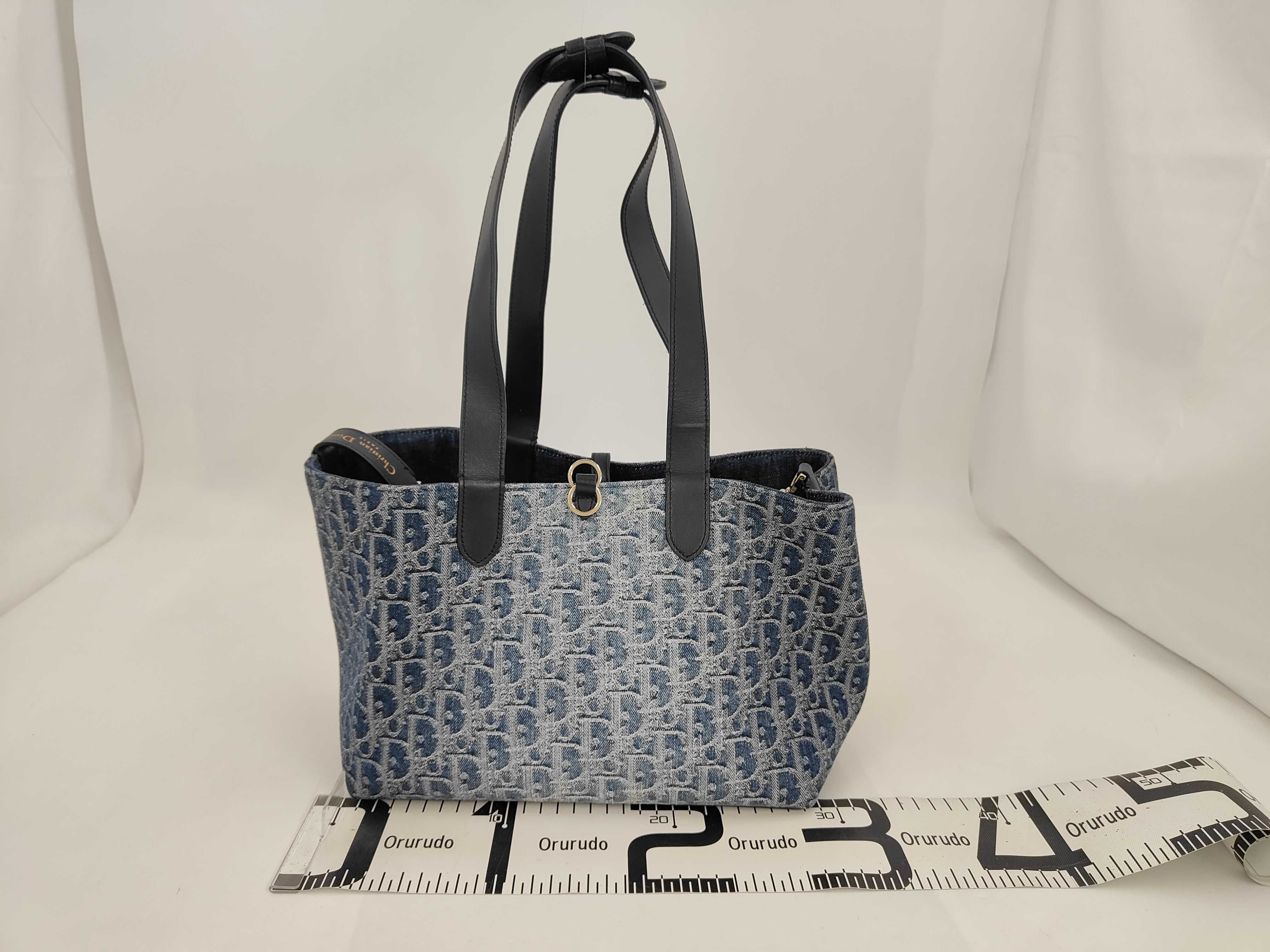 Christian Oblique Denim/Leather Semi-Shoulder Bag — view 2