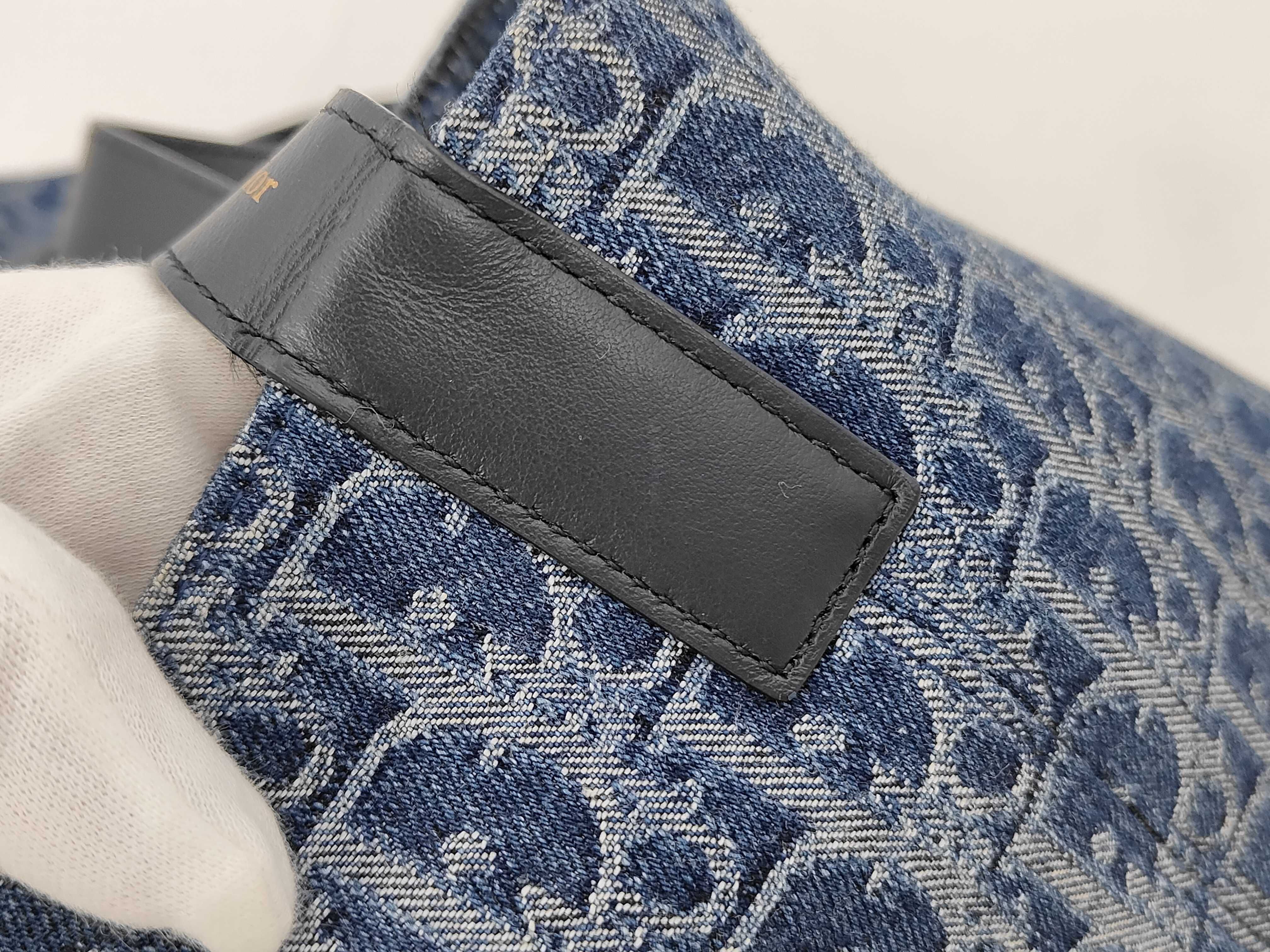 Christian Oblique Denim/Leather Semi-Shoulder Bag — view 11