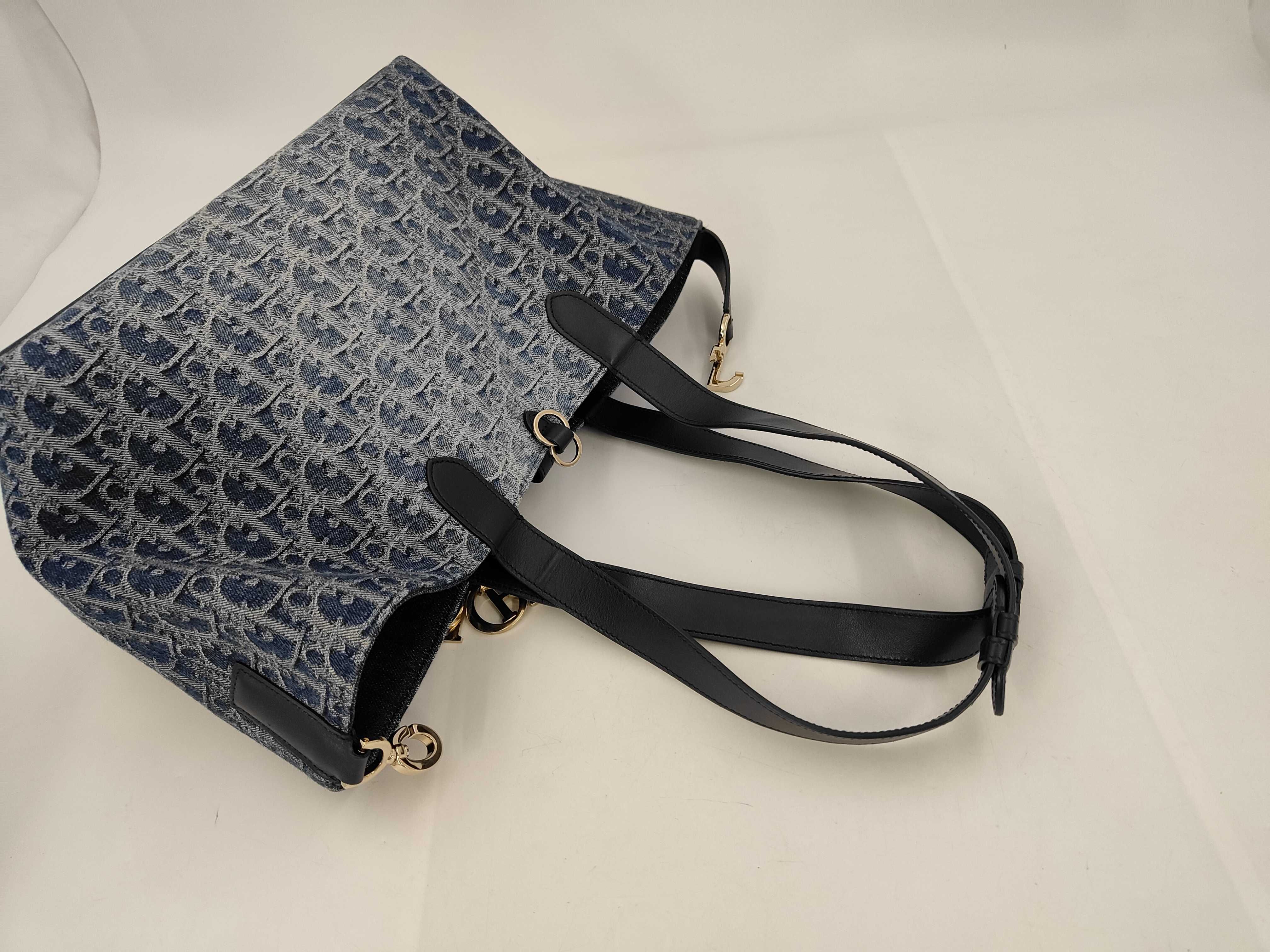 Christian Oblique Denim/Leather Semi-Shoulder Bag — view 5