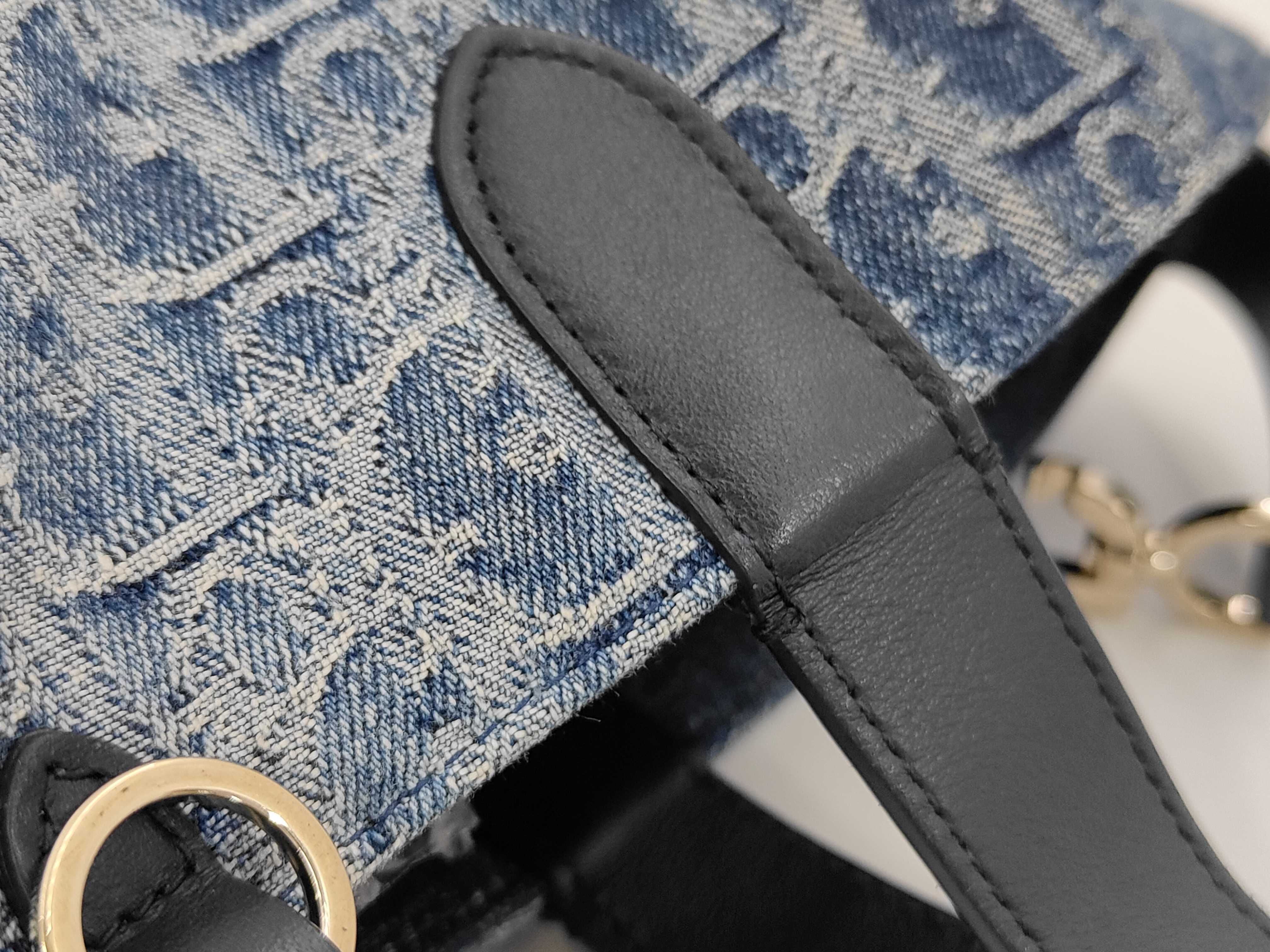 Christian Oblique Denim/Leather Semi-Shoulder Bag — view 7