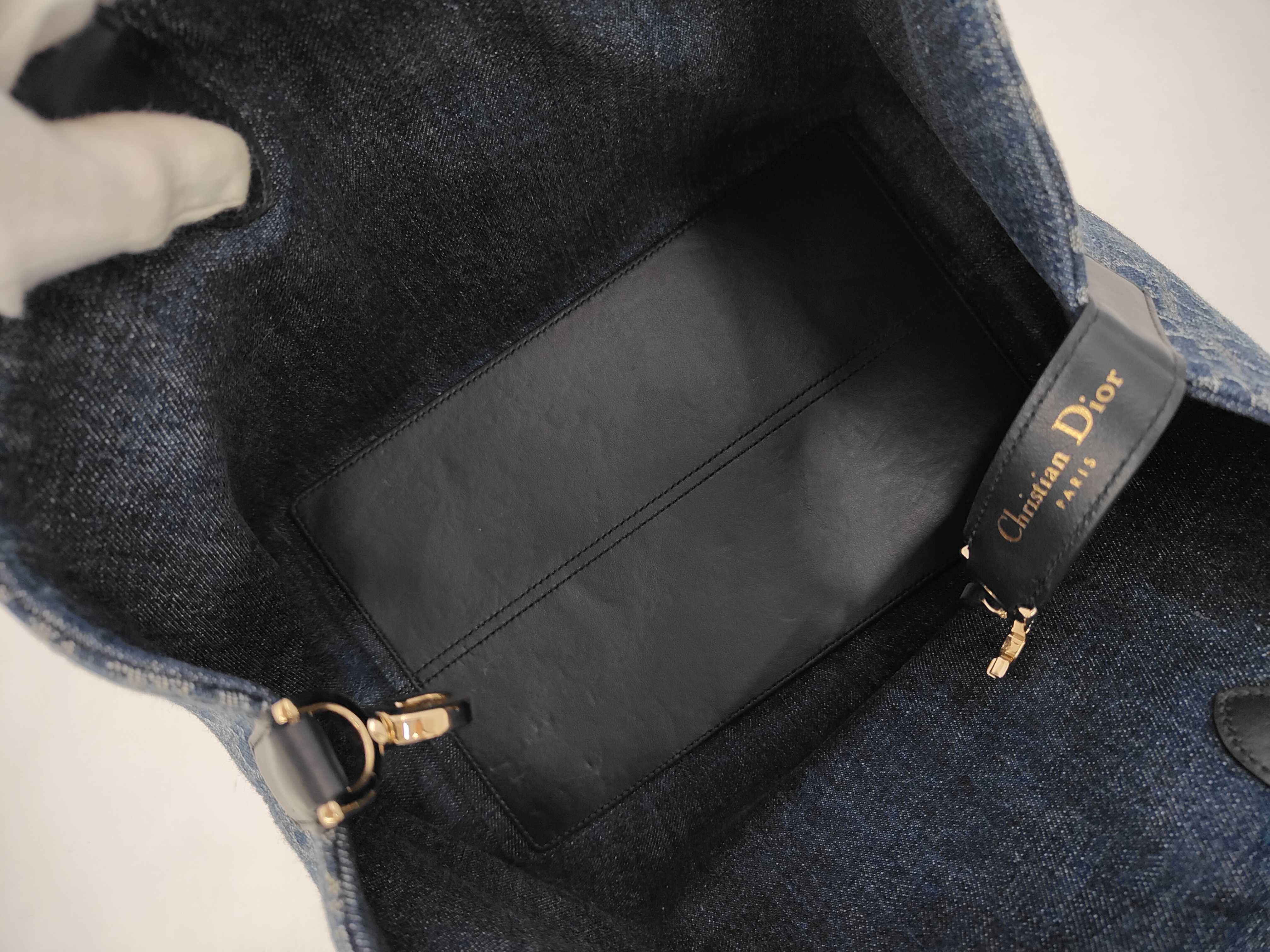 Christian Oblique Denim/Leather Semi-Shoulder Bag — view 8