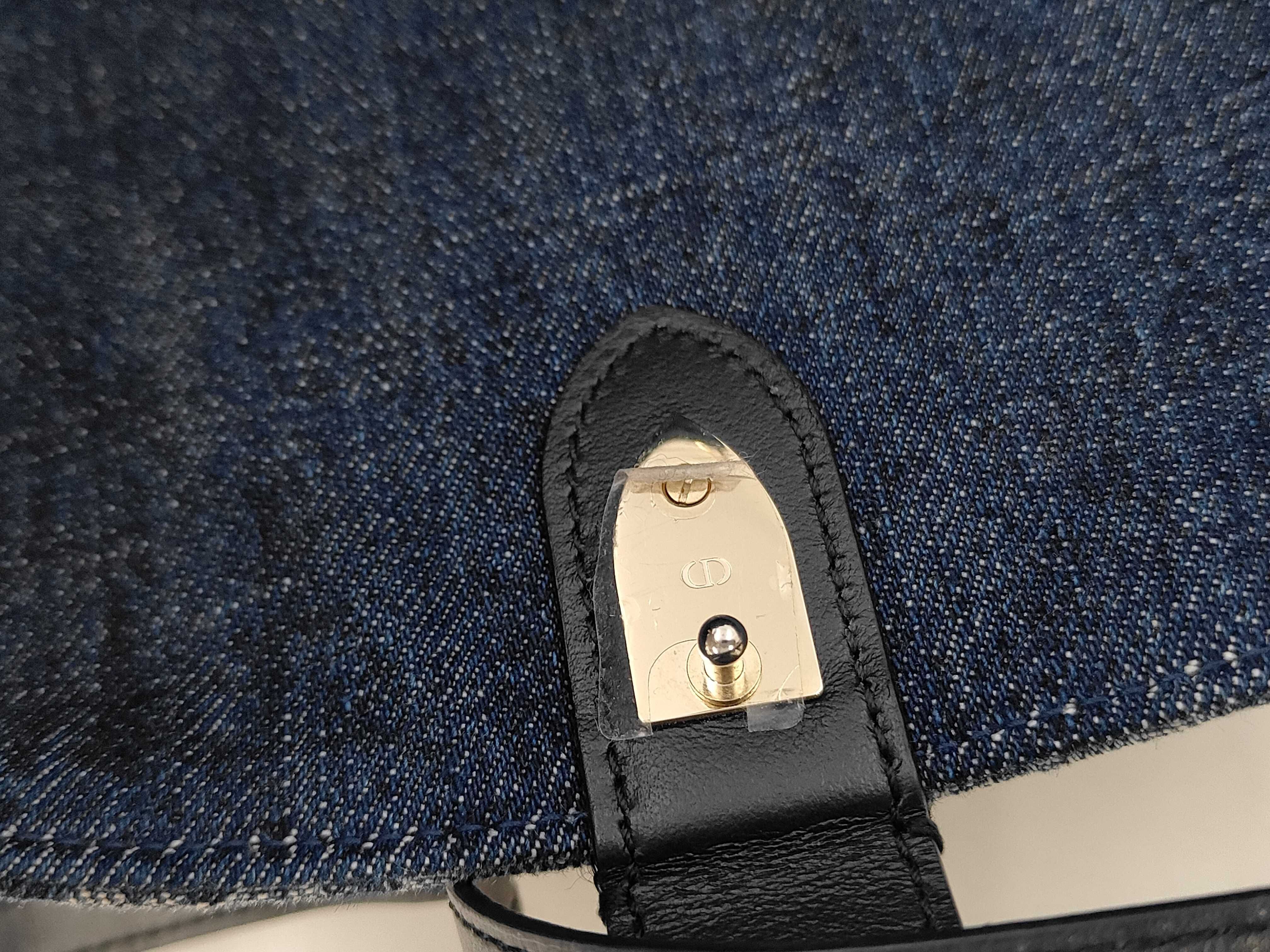 Christian Oblique Denim/Leather Semi-Shoulder Bag — view 10
