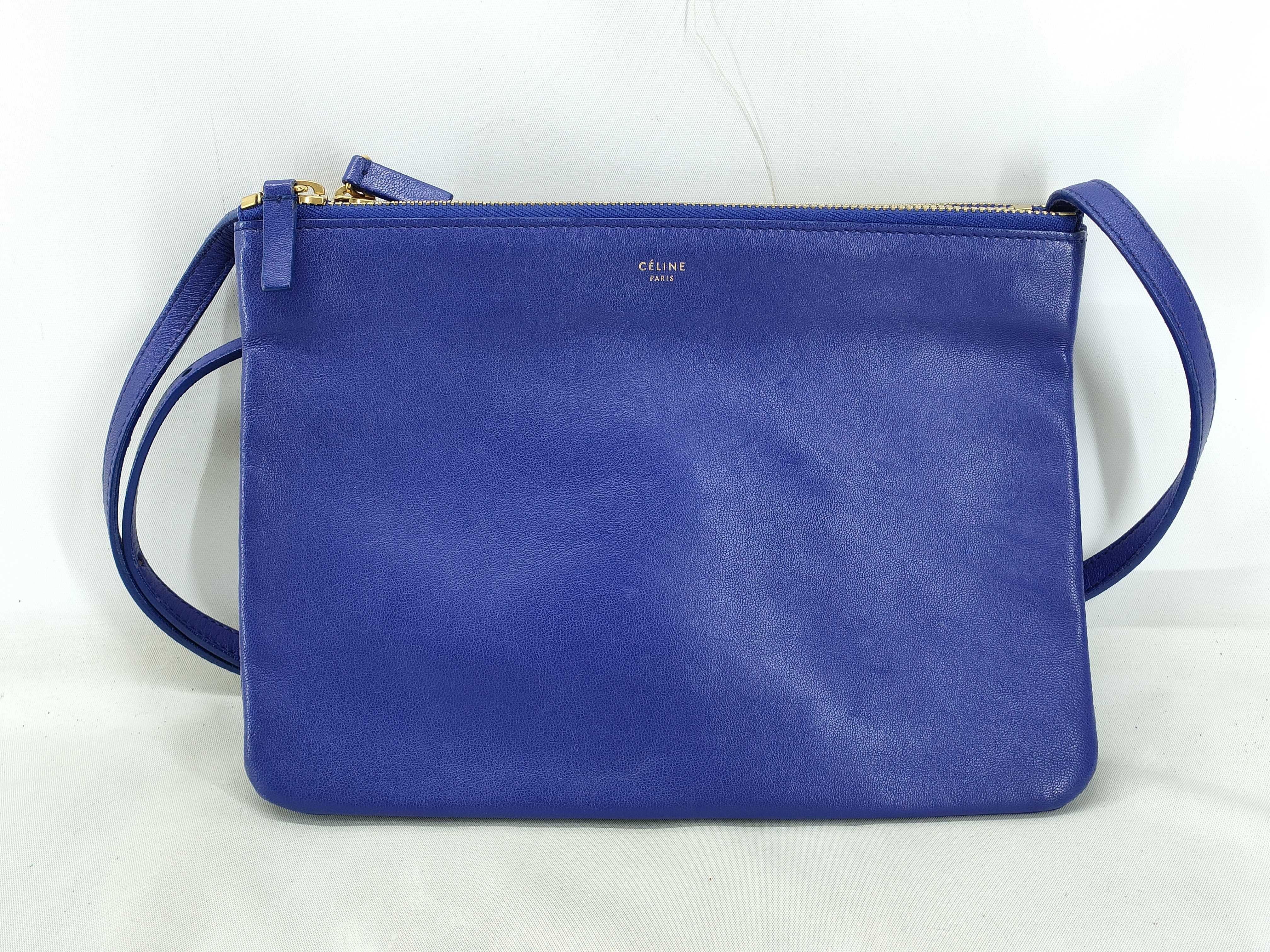 bag, Celine Trio leather shoulder bag, women's, purple shoulder bag