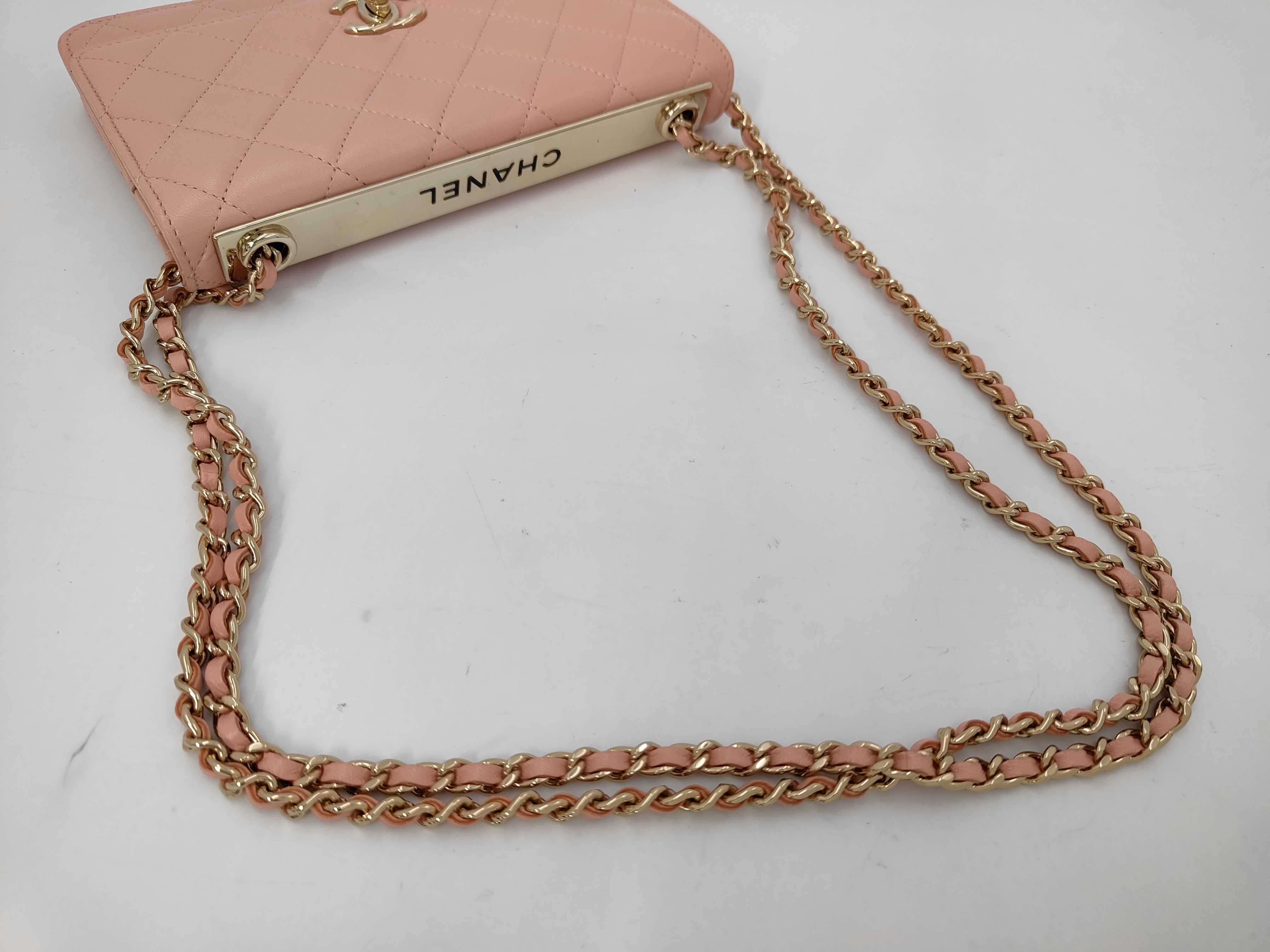 Trendy CC Matelassé Chain Wallet, Pink, Gold Hardware, 29270361, with Guarantee Card, Shoulder Bag — view 3