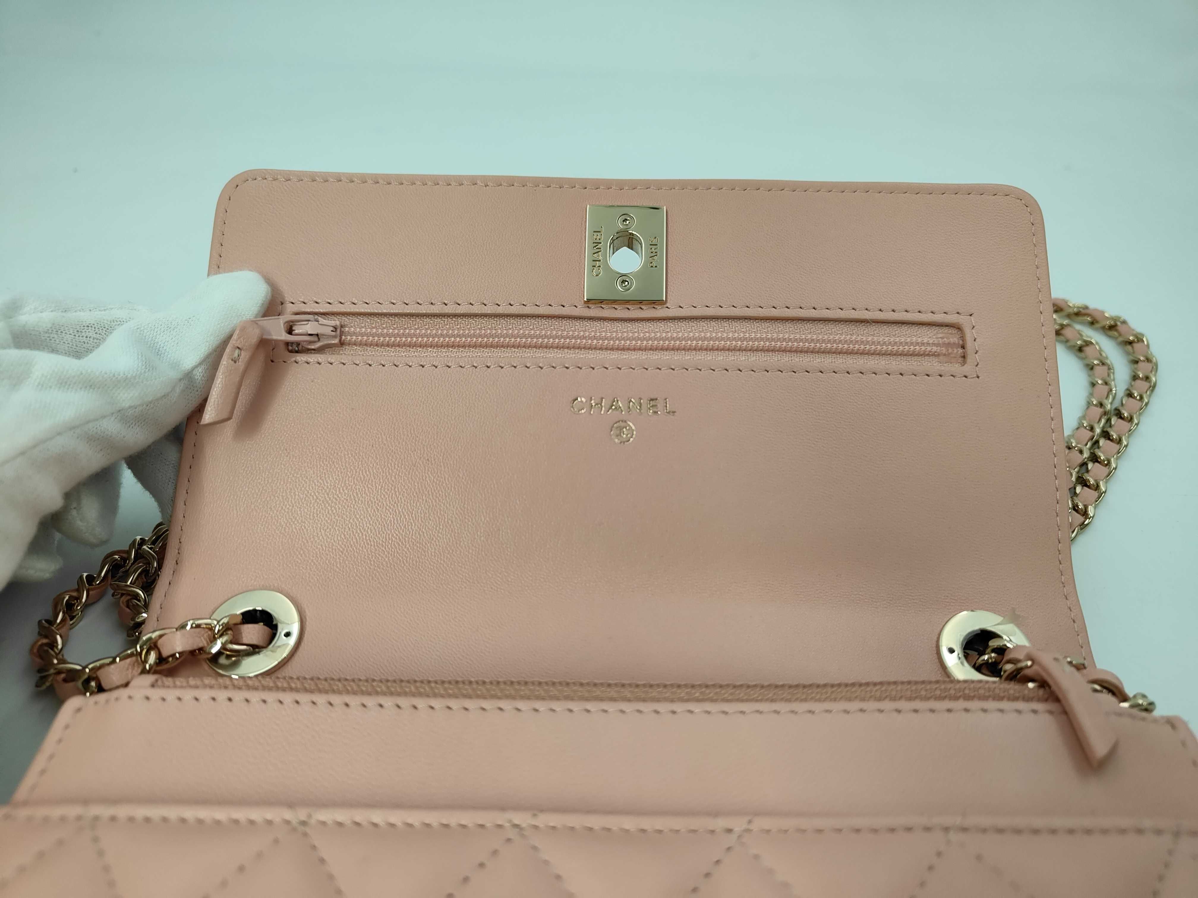 Trendy CC Matelassé Chain Wallet, Pink, Gold Hardware, 29270361, with Guarantee Card, Shoulder Bag — view 8