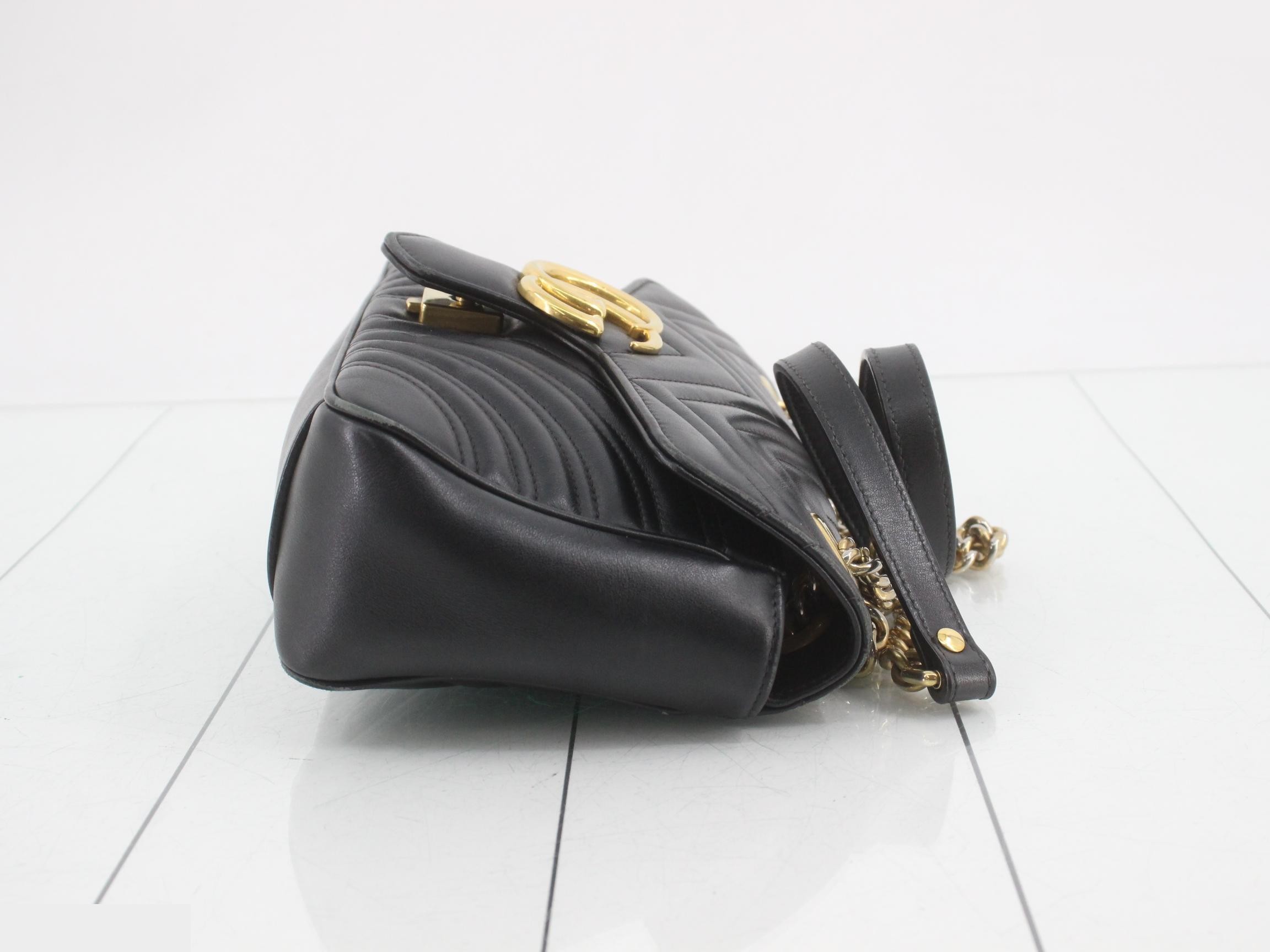 GG Marmont Black Leather Quilted Shoulder Bag — view 3