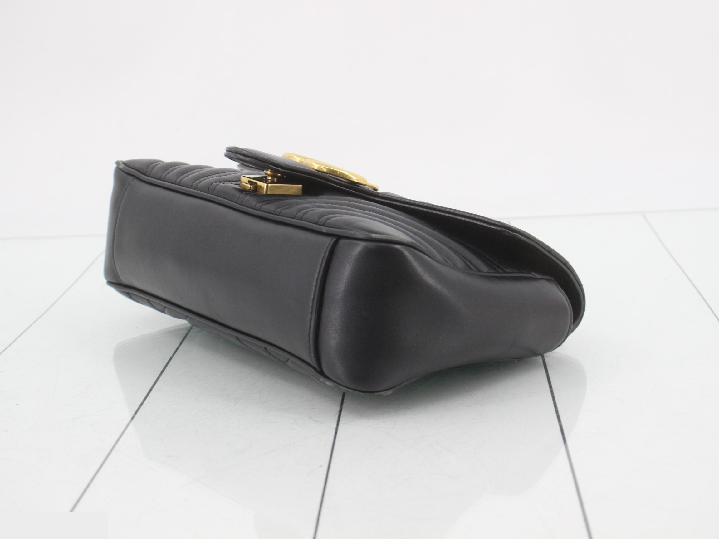 GG Marmont Black Leather Quilted Shoulder Bag — view 6
