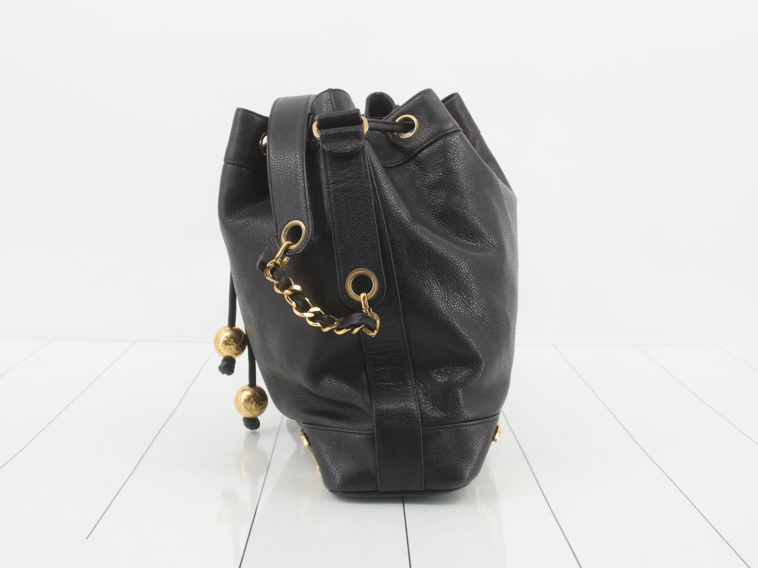 Triple Coco Chain Tote Bag, Caviar Skin, Black — view 3