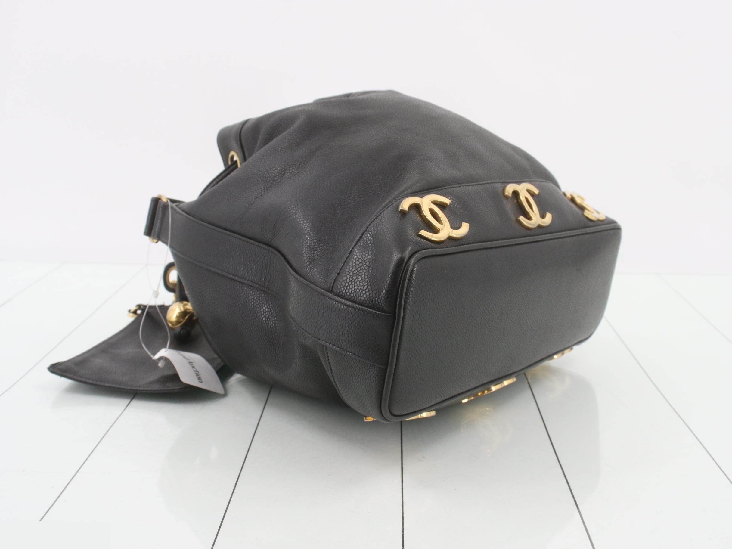 Triple Coco Chain Tote Bag, Caviar Skin, Black — view 5