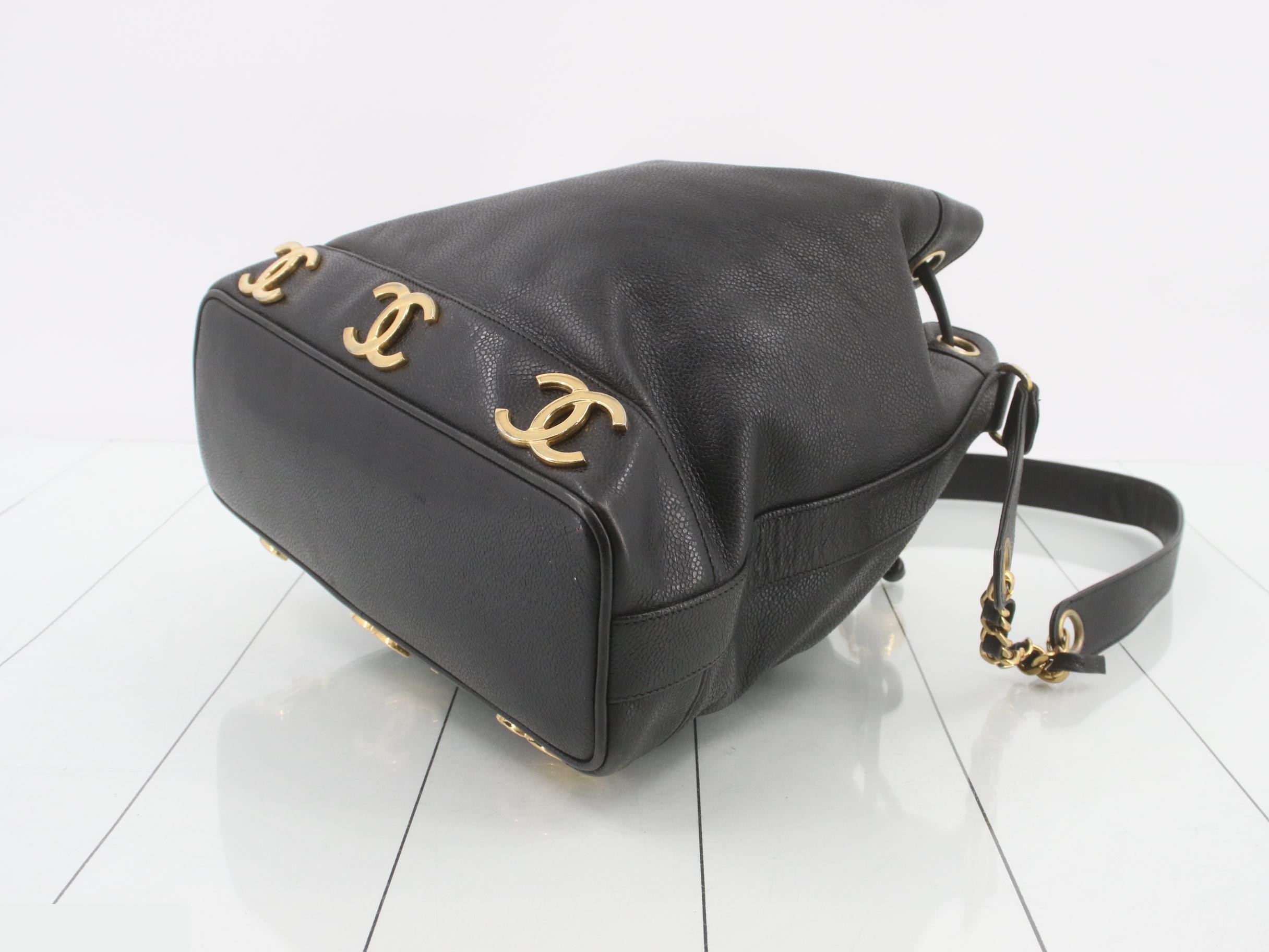Triple Coco Chain Tote Bag, Caviar Skin, Black — view 6