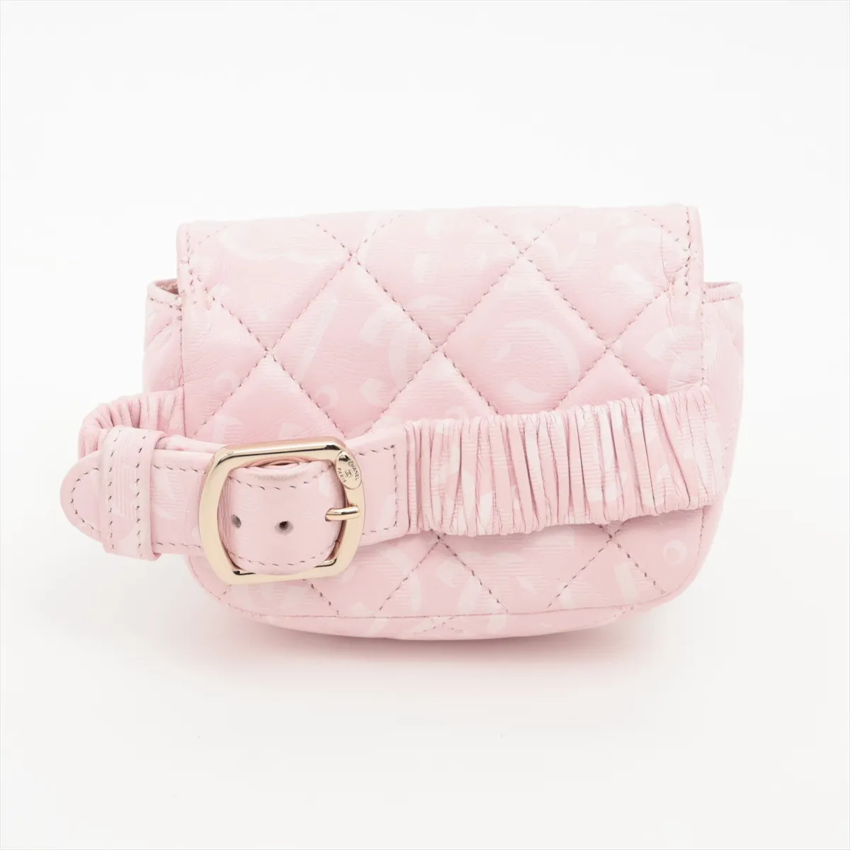 Matelassé Lambskin Pouch, Pink with Gold Hardware, XH66GJT9 — view 2