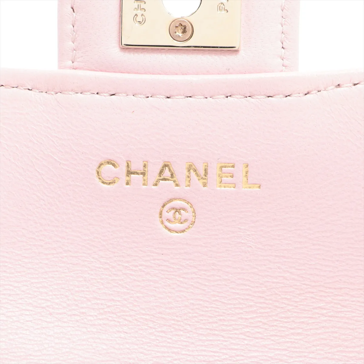 Matelassé Lambskin Pouch, Pink with Gold Hardware, XH66GJT9 — view 5