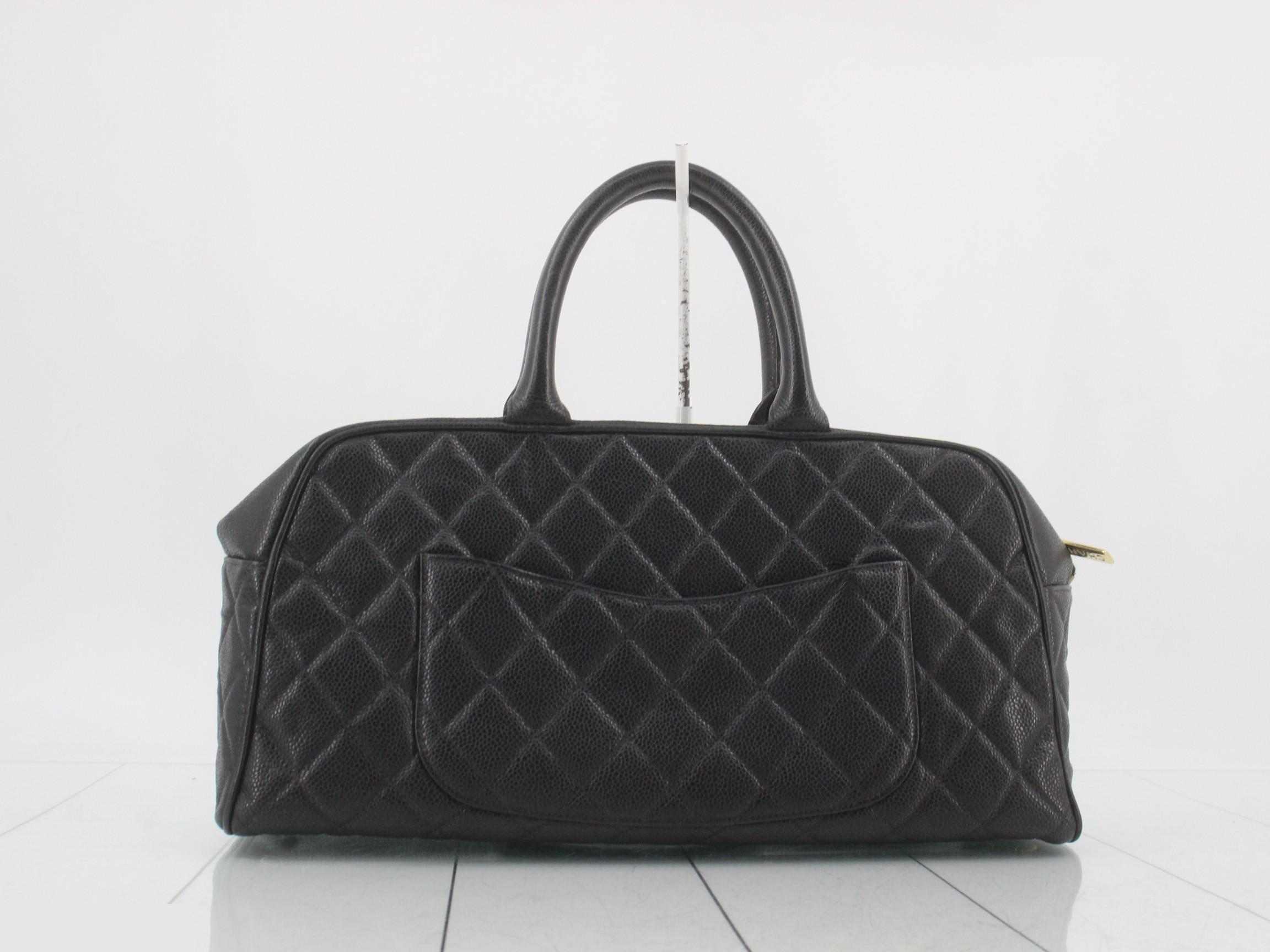 Matelassé Classic Duffle Bag, Caviar Leather, Black, Series 8, W37cm — view 2