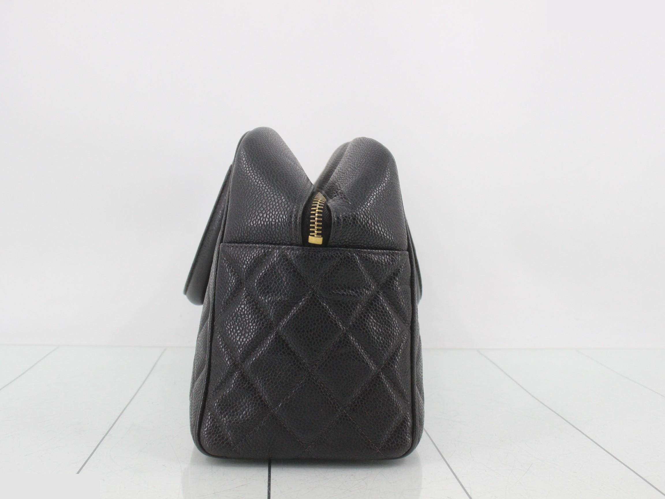 Matelassé Classic Duffle Bag, Caviar Leather, Black, Series 8, W37cm — view 3