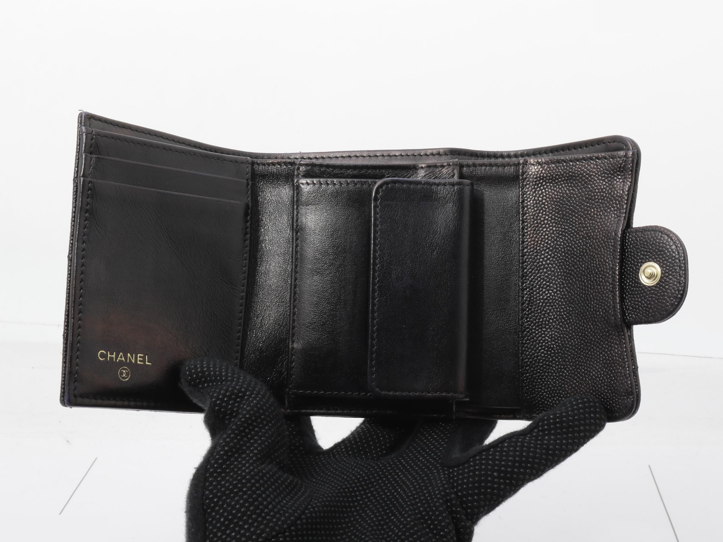Matelasse (bag)/wallet caviar skin here mark navy — view 4