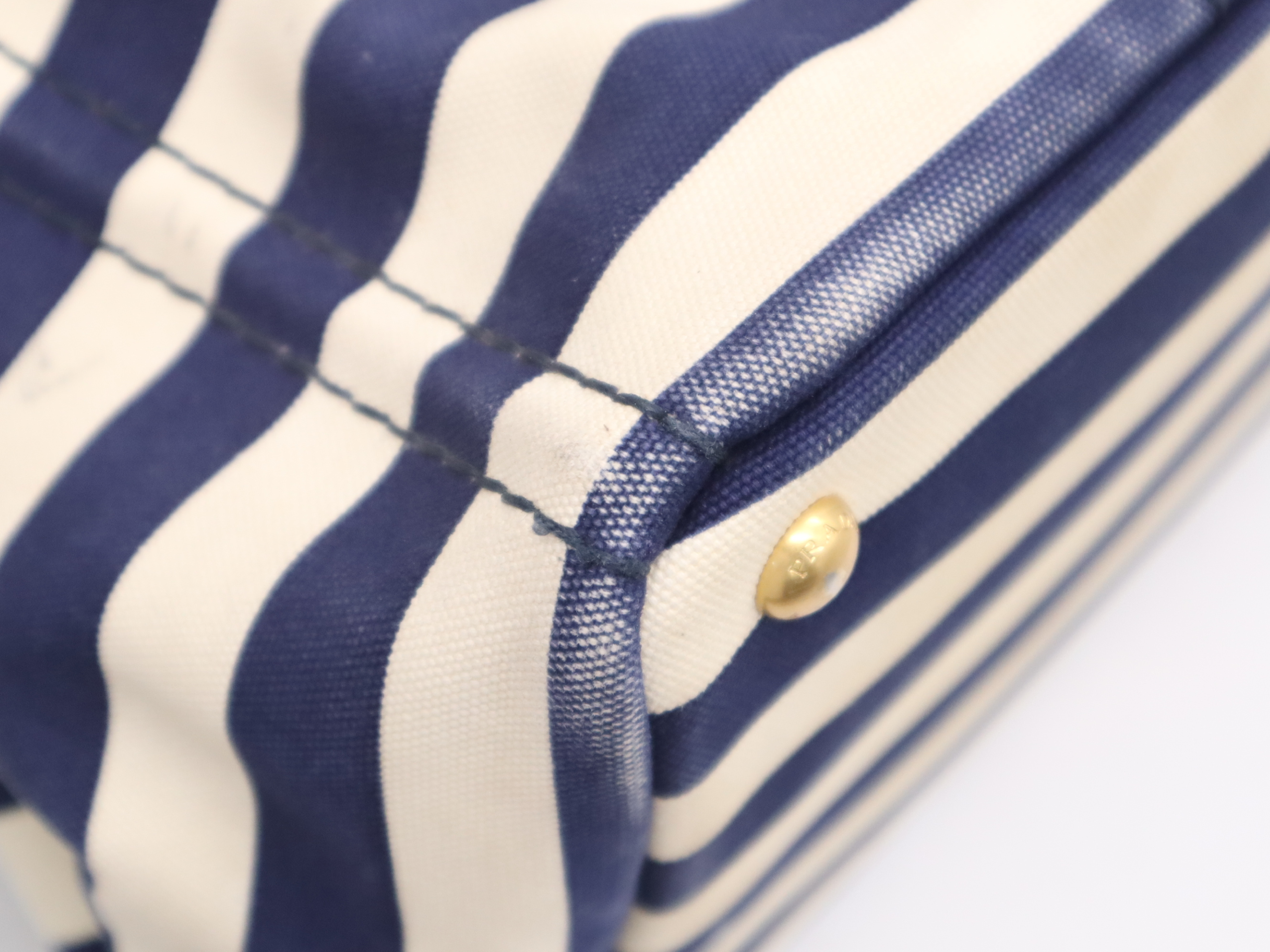 Denim Canapa Tote Bag, Navy, Gold Hardware, with Shoulder Strap and Card Holder. — view 11