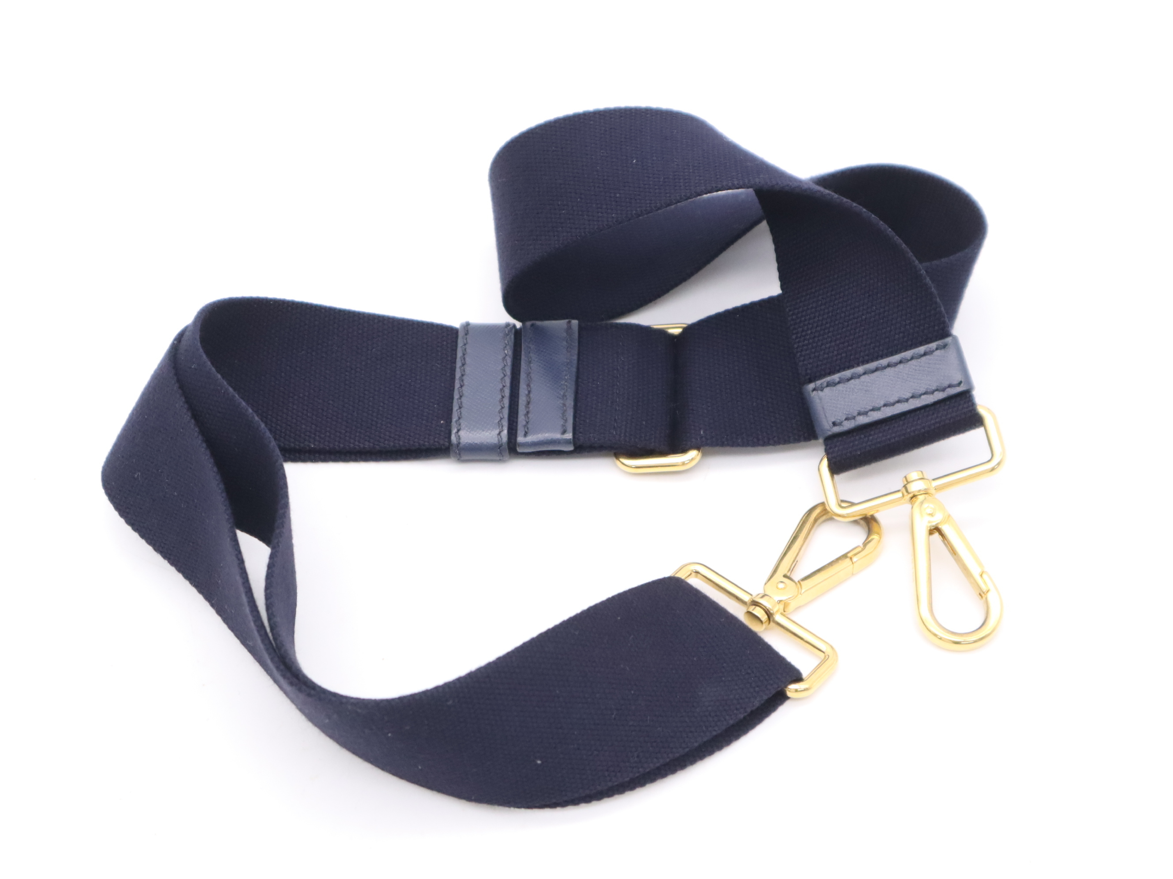 Denim Canapa Tote Bag, Navy, Gold Hardware, with Shoulder Strap and Card Holder. — view 14