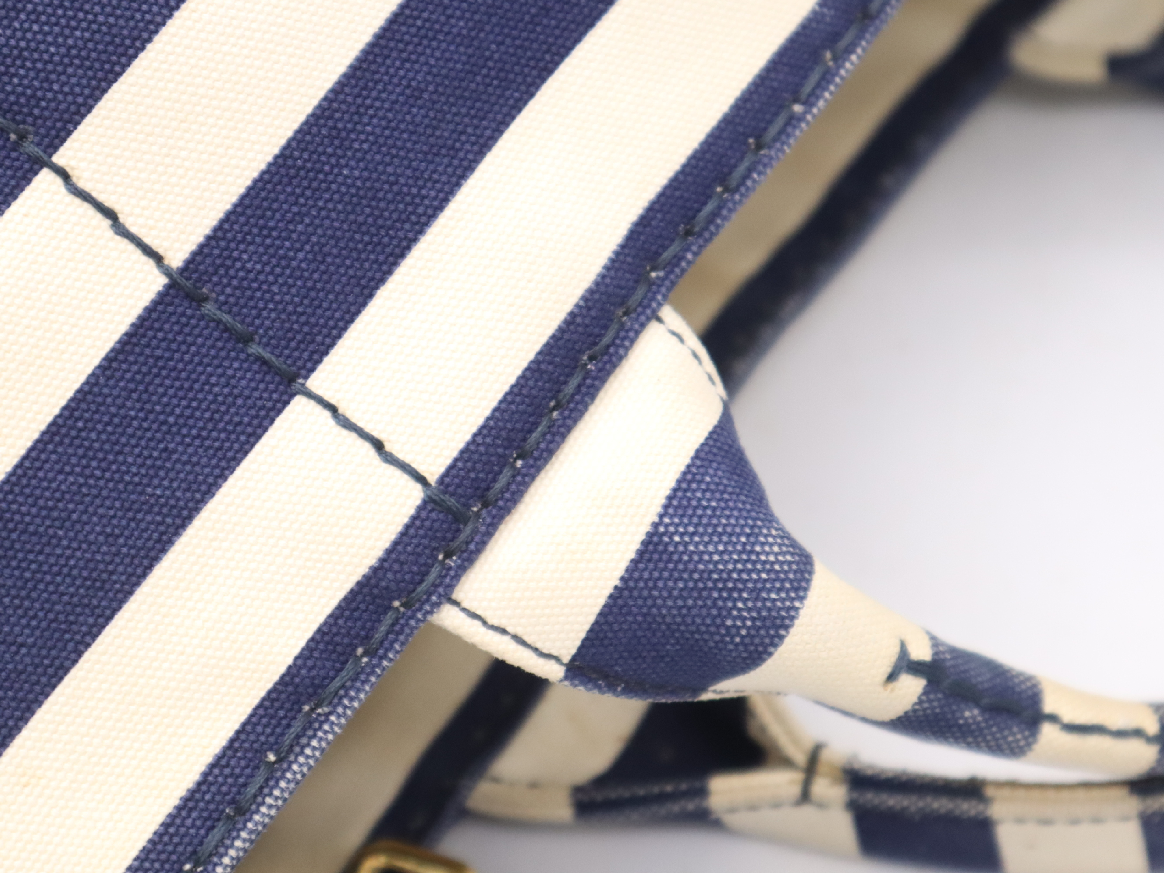 Denim Canapa Tote Bag, Navy, Gold Hardware, with Shoulder Strap and Card Holder. — view 7