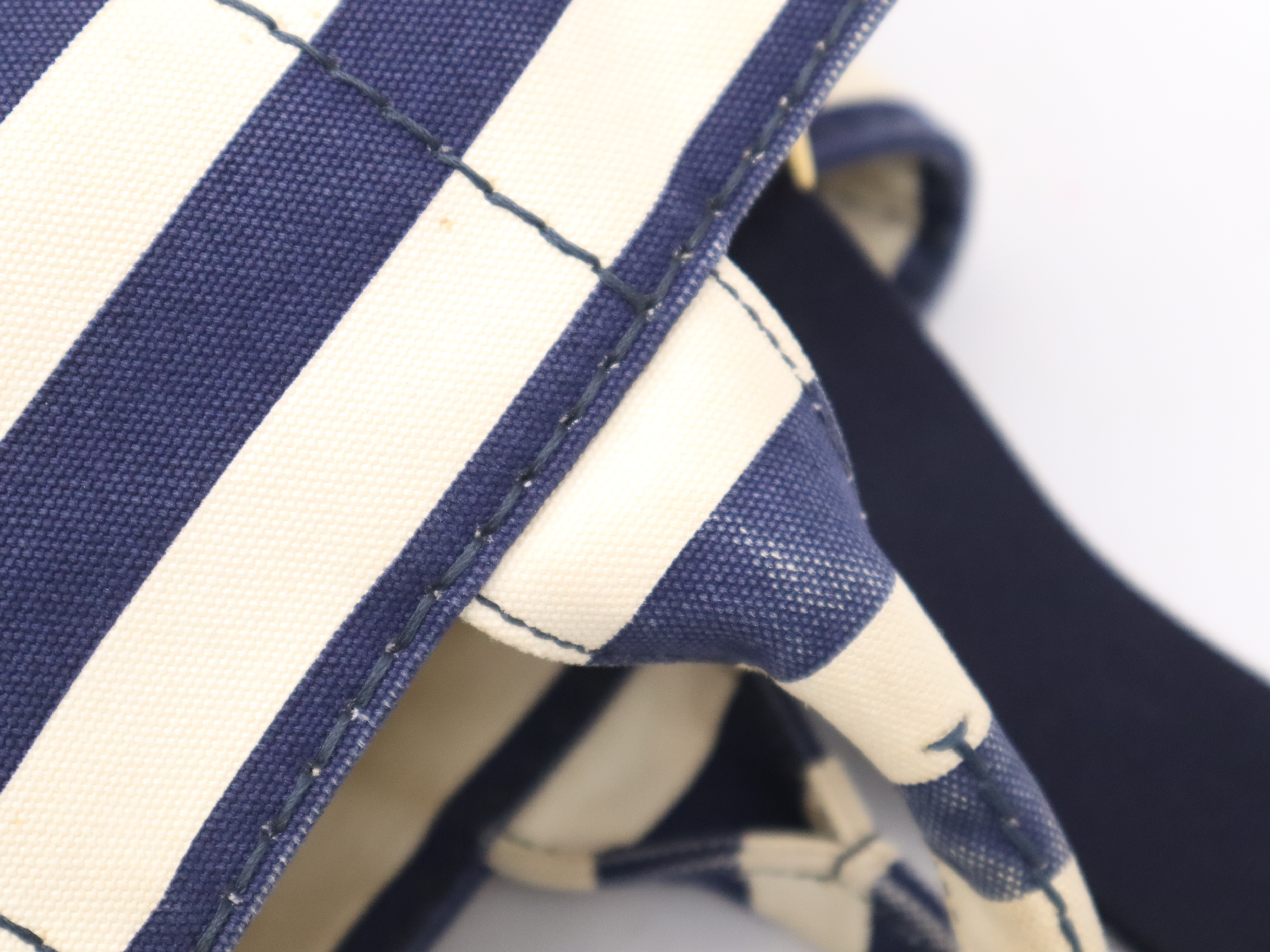 Denim Canapa Tote Bag, Navy, Gold Hardware, with Shoulder Strap and Card Holder. — view 8