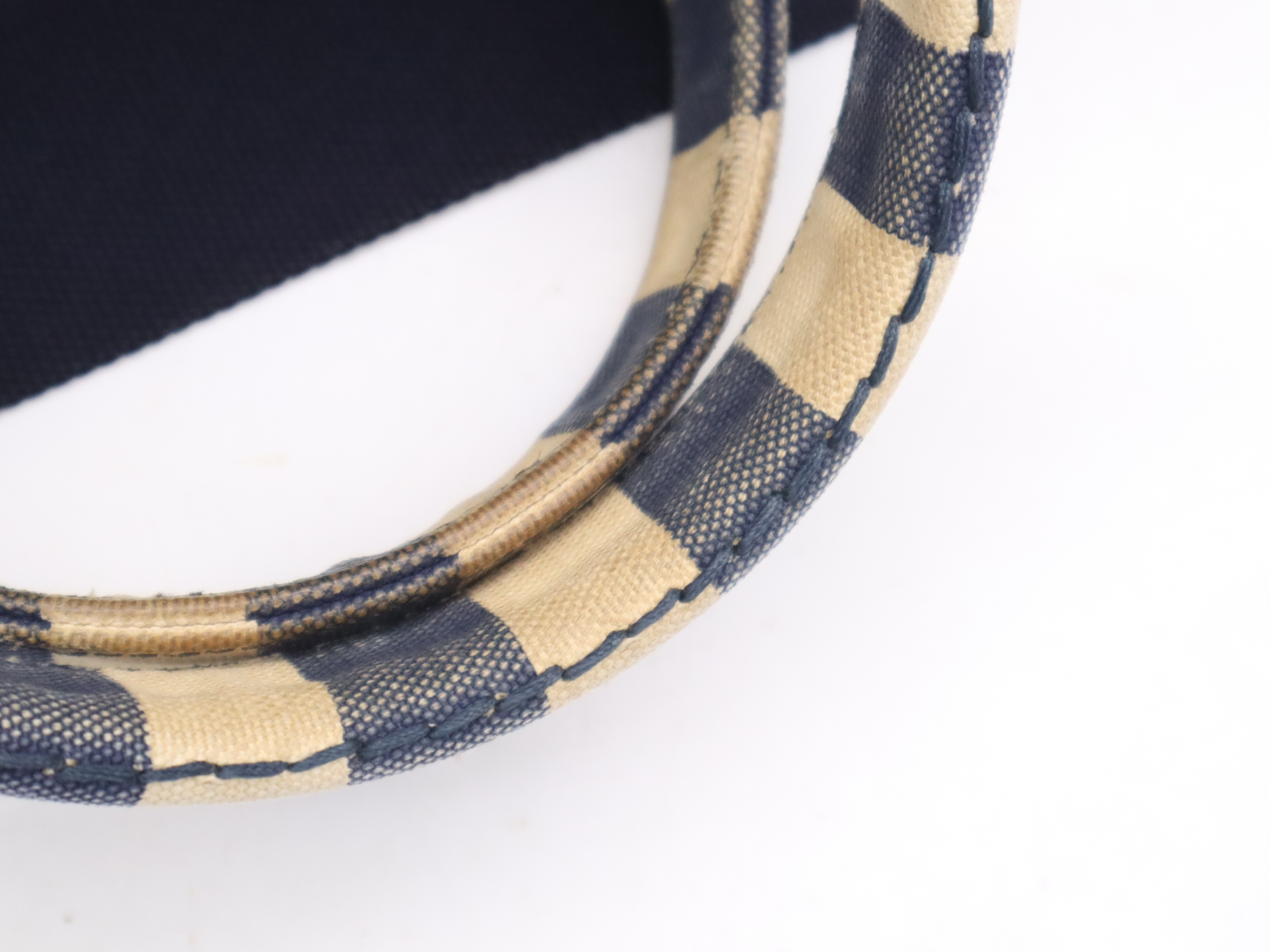 Denim Canapa Tote Bag, Navy, Gold Hardware, with Shoulder Strap and Card Holder. — view 9