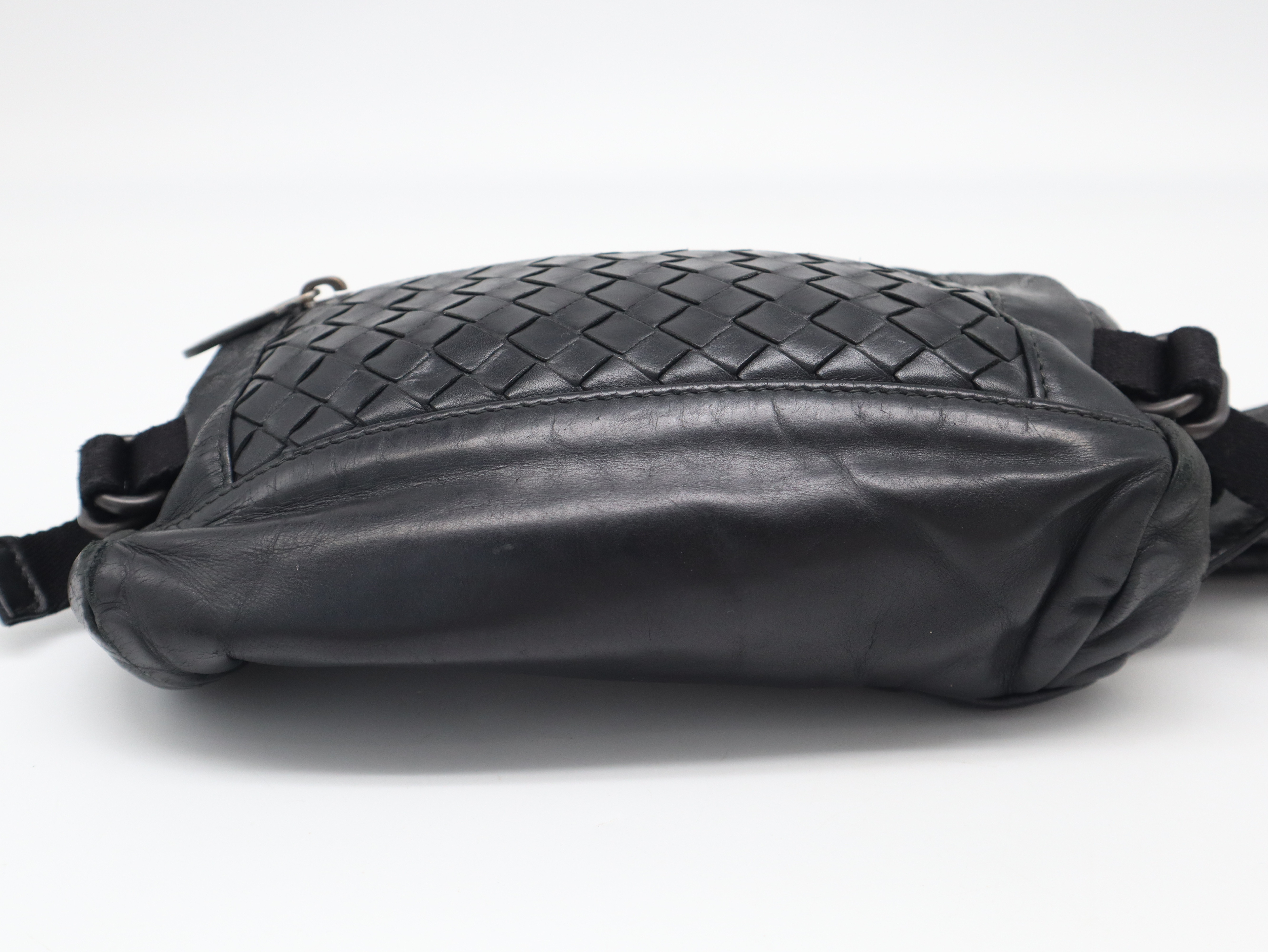 Intrecciato Leather Black Shoulder Bag — view 5