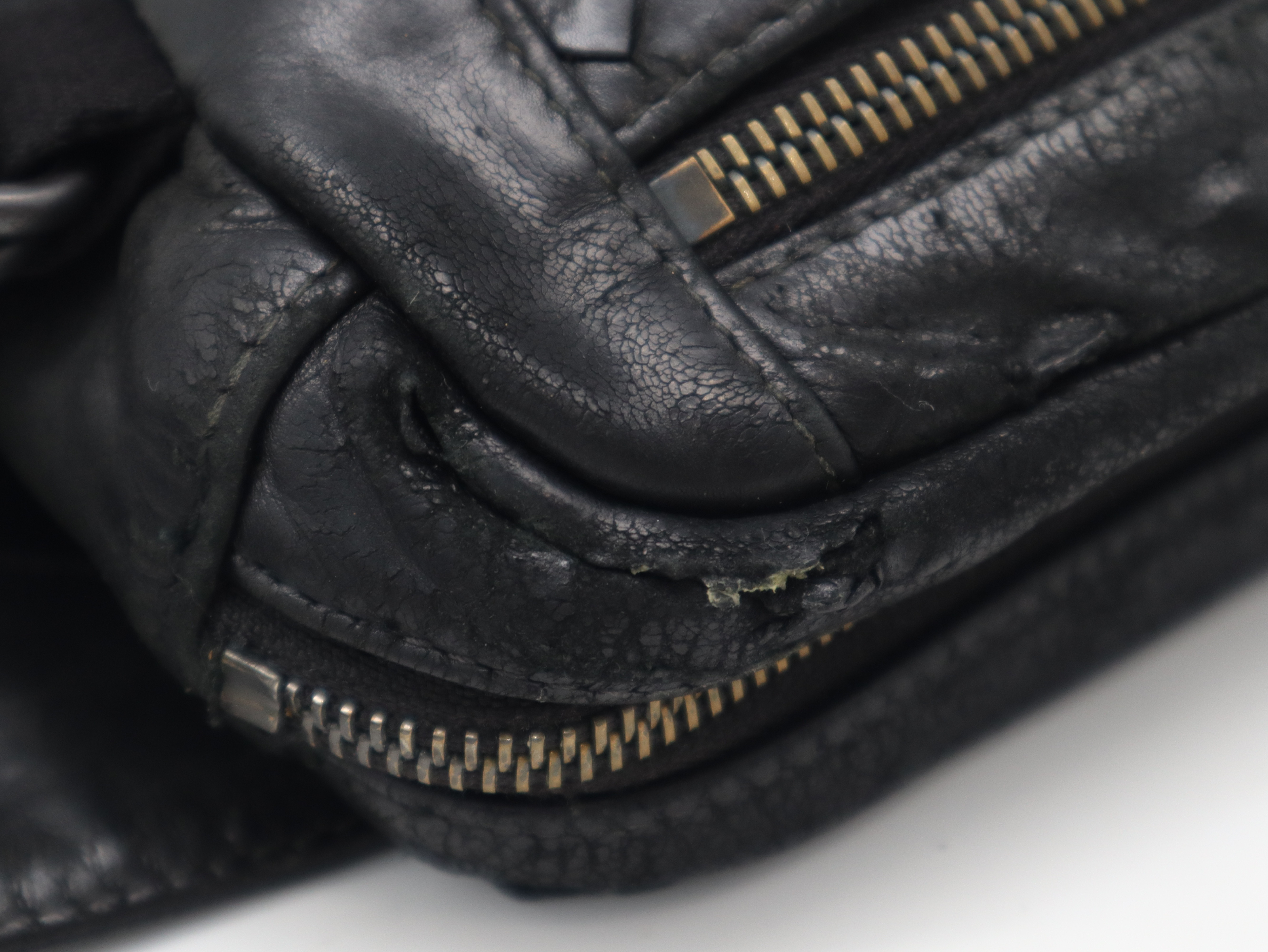 Intrecciato Leather Black Shoulder Bag — view 9