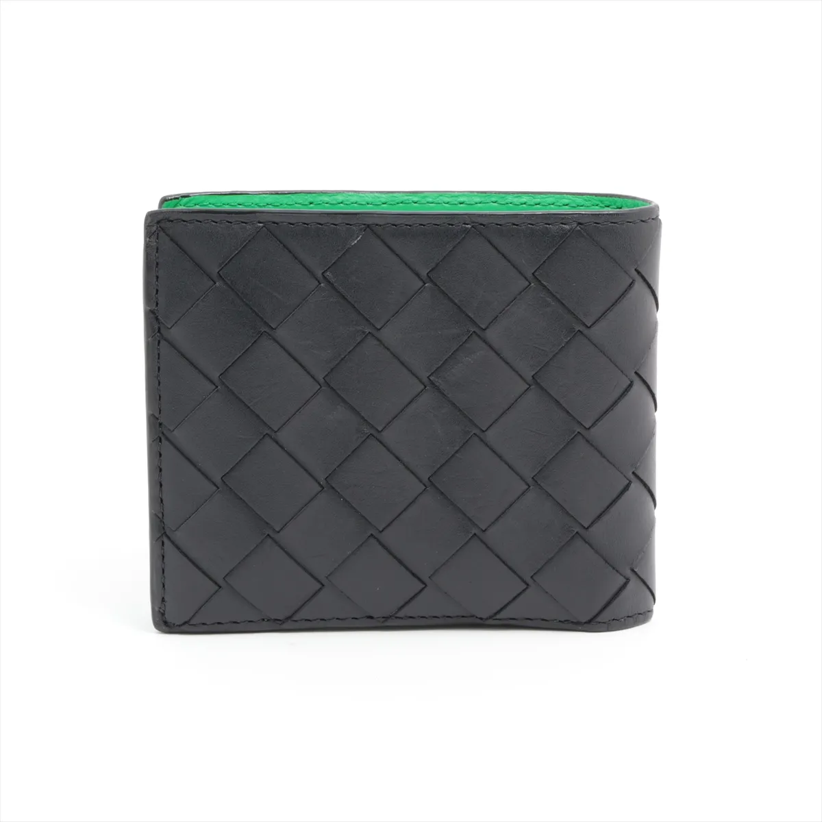 Intrecciato Leather Compact Wallet Black — view 2