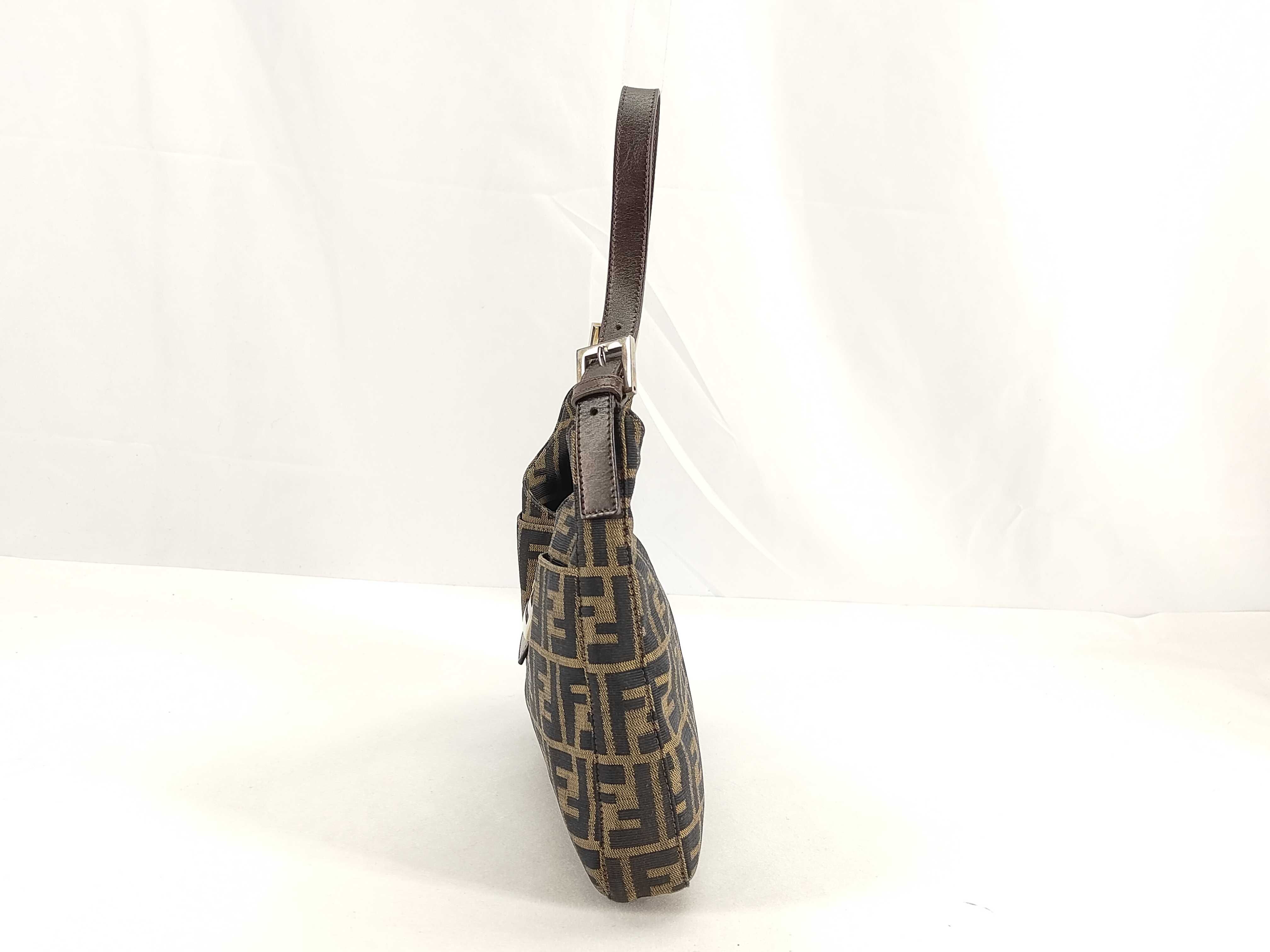 Zucca pattern Fendi Mamma Bucket Zucca canvas x leather shoulder bag brown shoulder bag — view 3