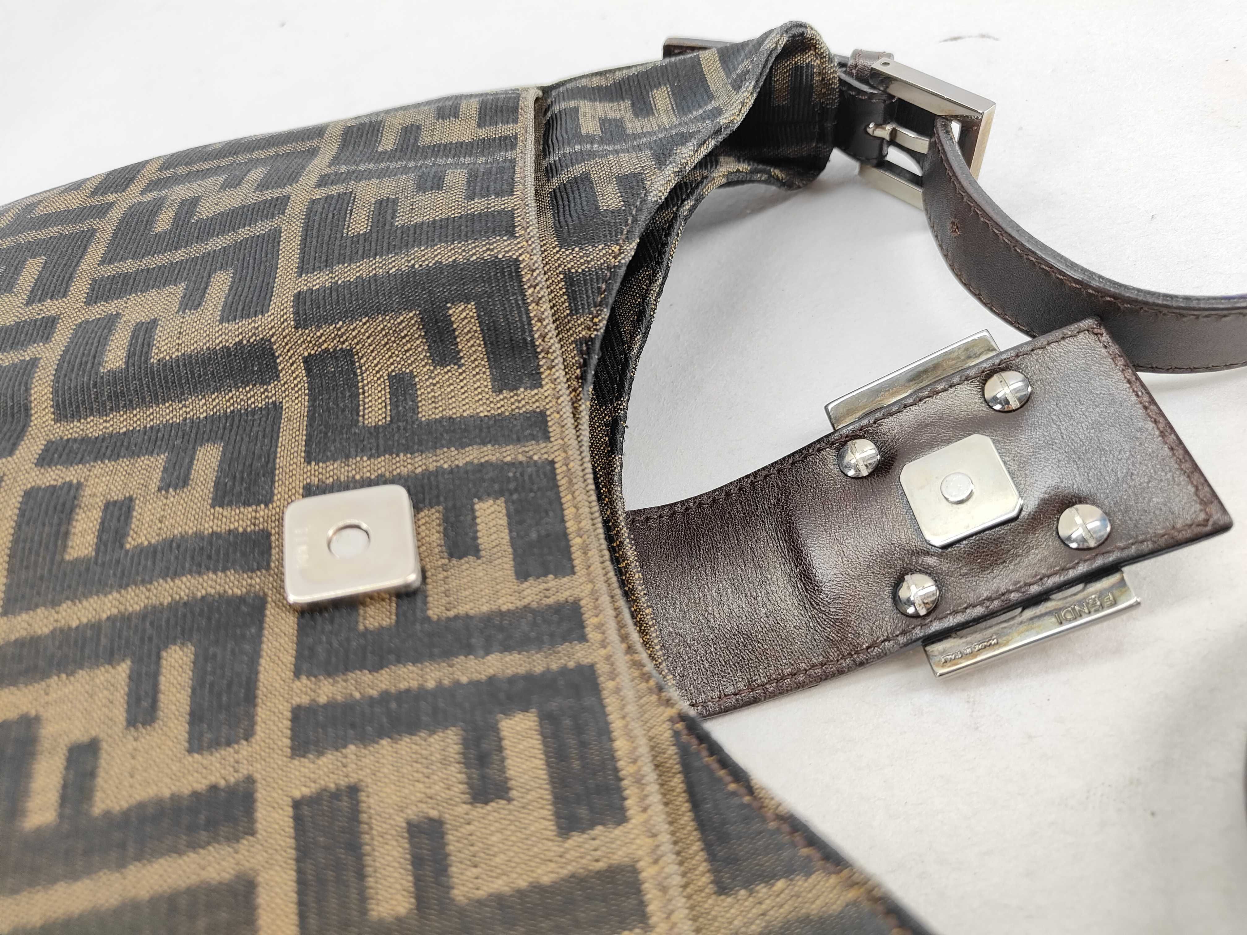 Zucca pattern Fendi Mamma Bucket Zucca canvas x leather shoulder bag brown shoulder bag — view 9