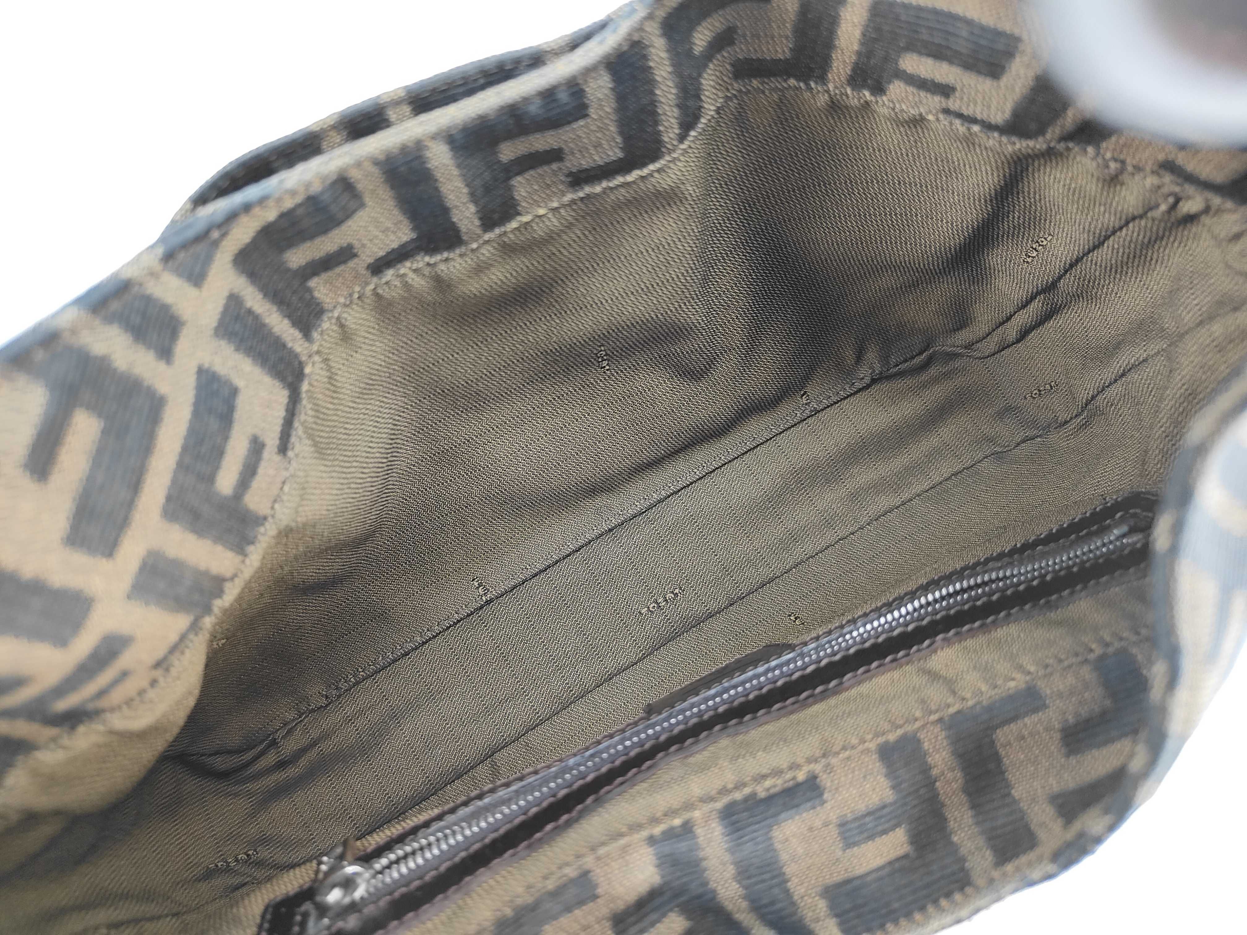 Zucca pattern Fendi Mamma Bucket Zucca canvas x leather shoulder bag brown shoulder bag — view 10