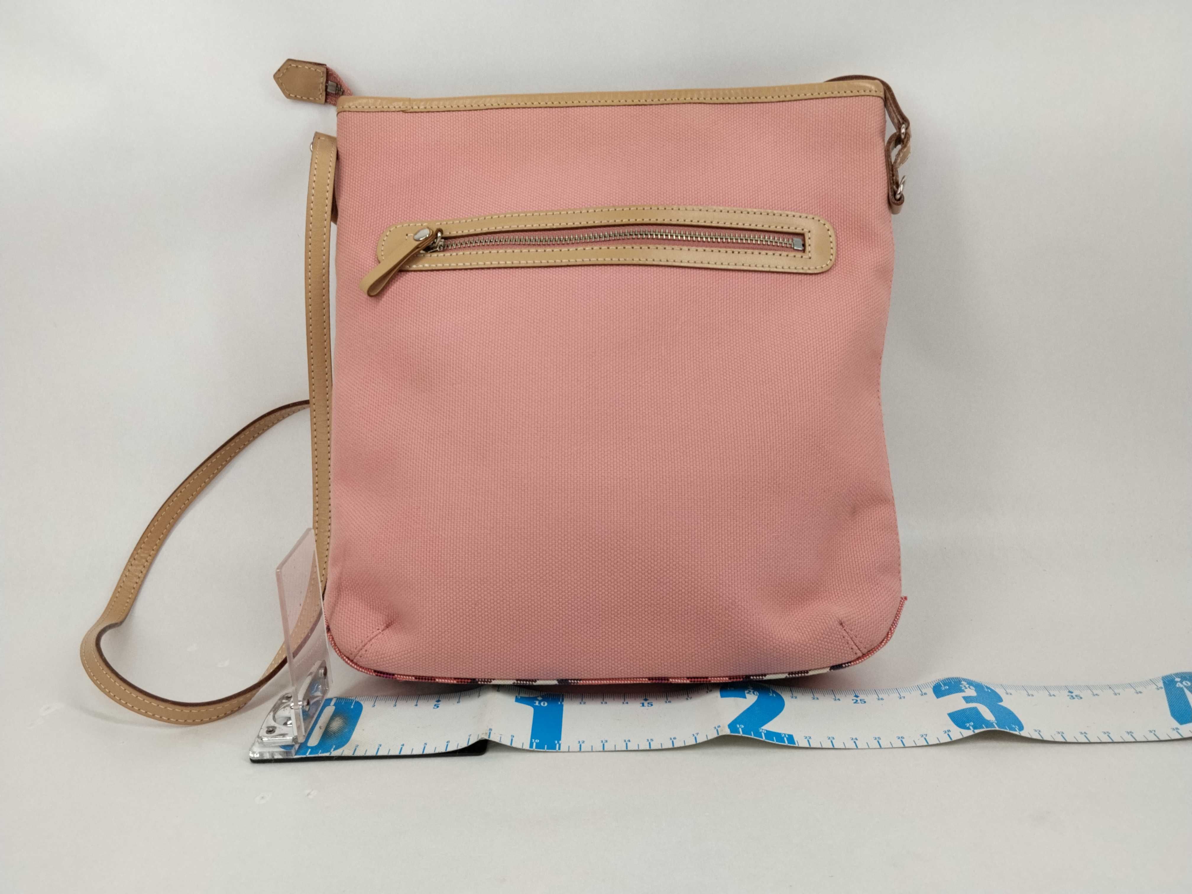 Blue Label Canvas Shoulder Bag, Pink, Checked Bottom — view 2