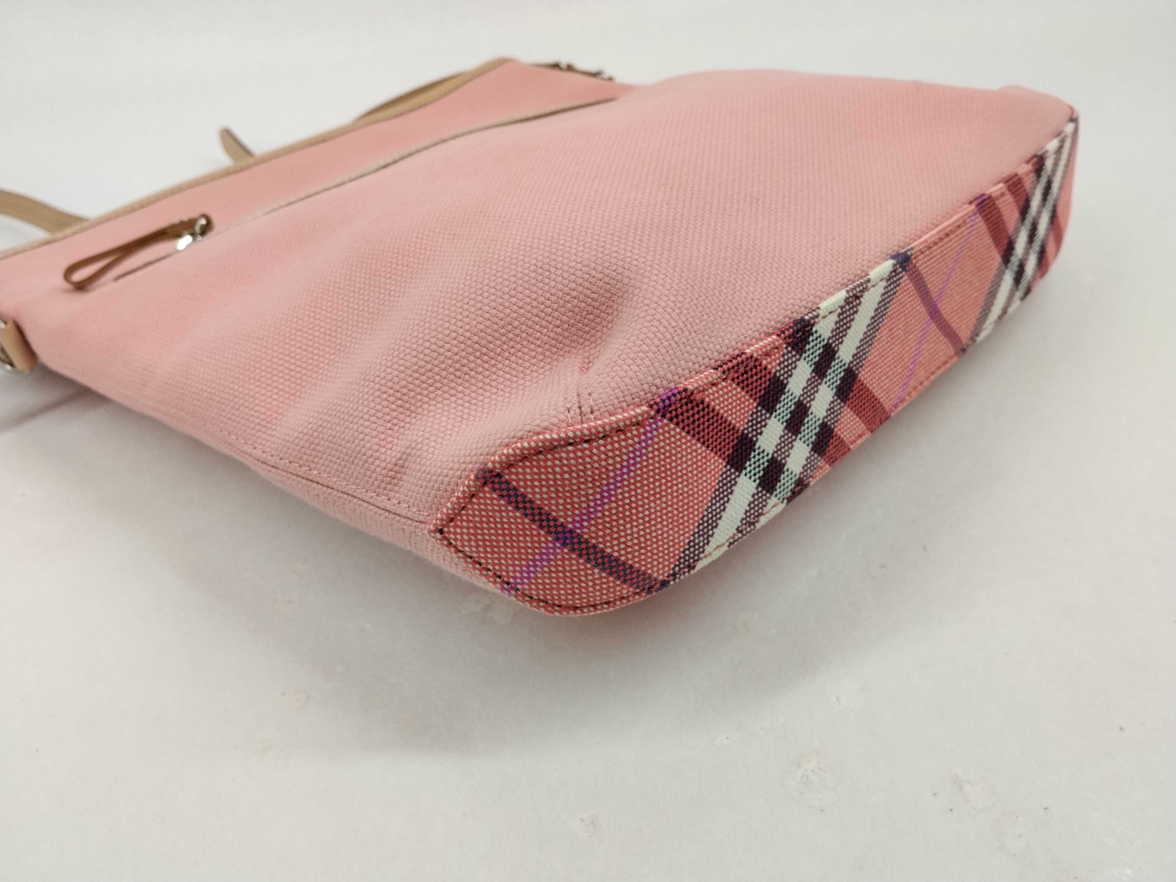 Blue Label Canvas Shoulder Bag, Pink, Checked Bottom — view 4