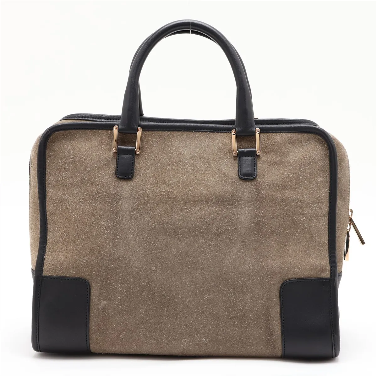 Amazona 32 Suede and Leather Handbag, Green and Brown — view 2