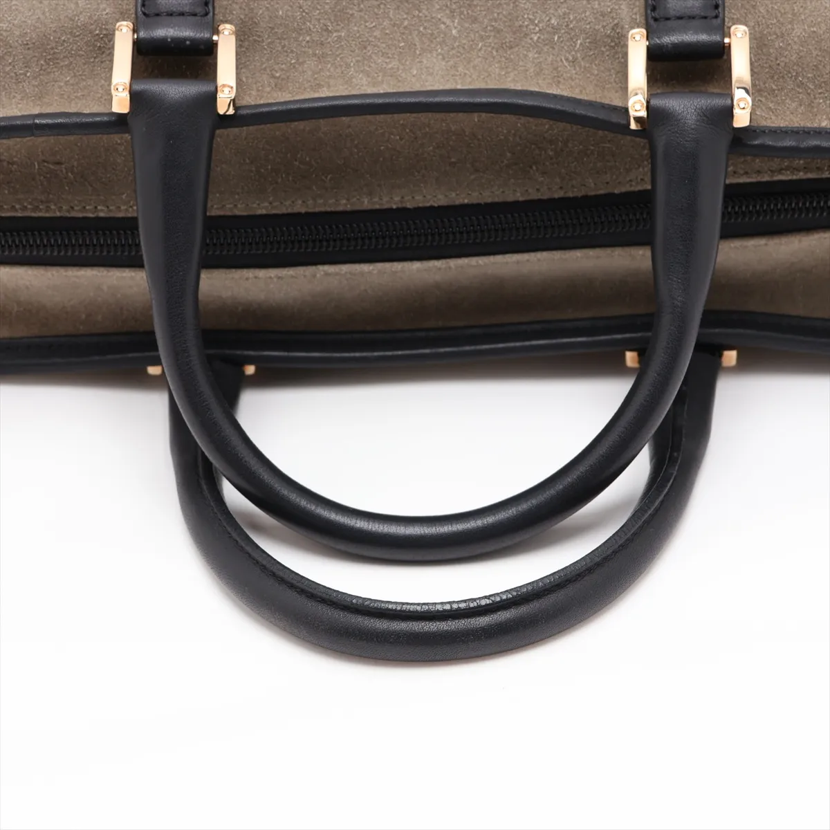 Amazona 32 Suede and Leather Handbag, Green and Brown — view 5