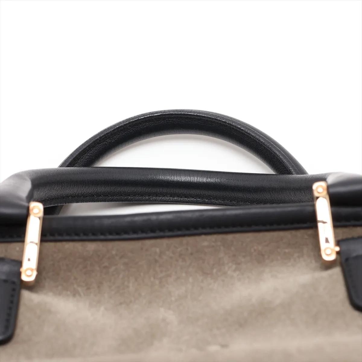 Amazona 32 Suede and Leather Handbag, Green and Brown — view 6