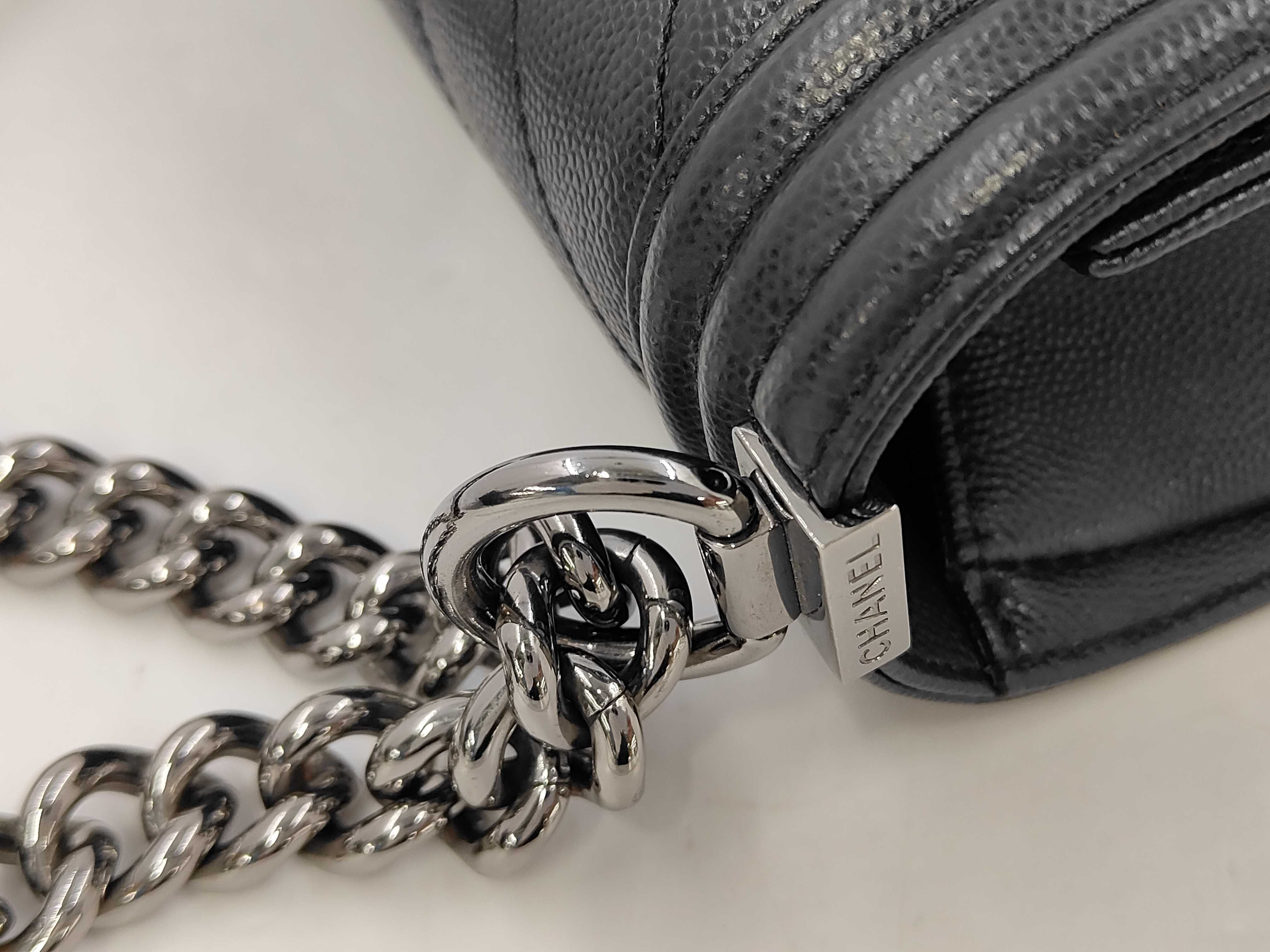 Boy Chanel Caviar Navy Shoulder Bag — view 7