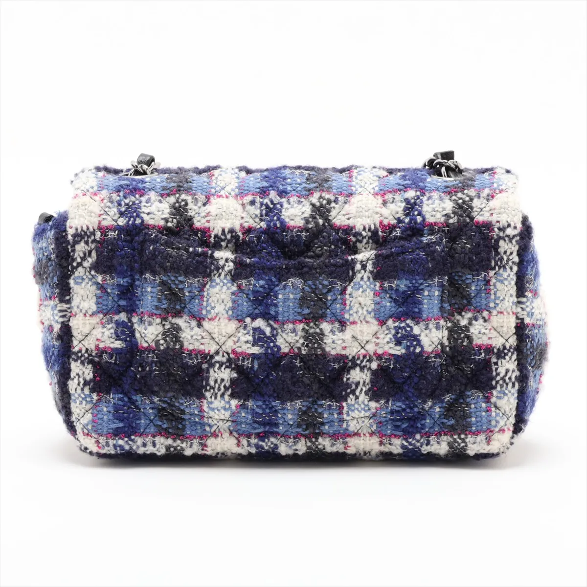 [Individually packaged] Chanel Mini Matelassé 20 Tweed Single Flap Single Chain Bag, Blue, Silver Hardware, 26447283, Serial Number 26, A69900 — view 2