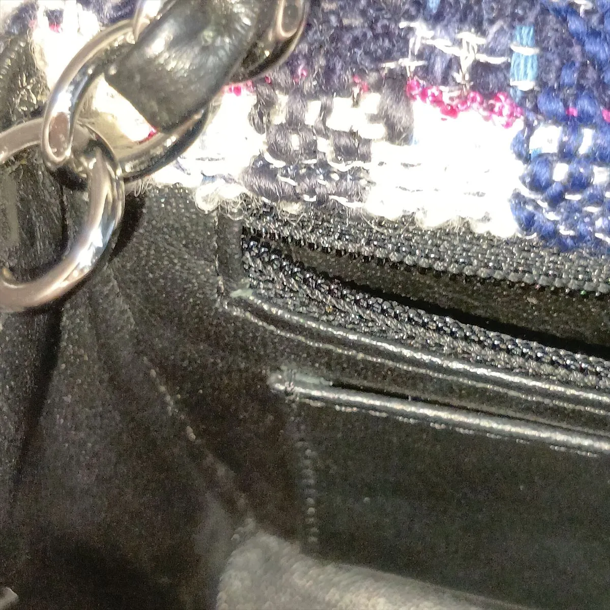 [Individually packaged] Chanel Mini Matelassé 20 Tweed Single Flap Single Chain Bag, Blue, Silver Hardware, 26447283, Serial Number 26, A69900 — view 12