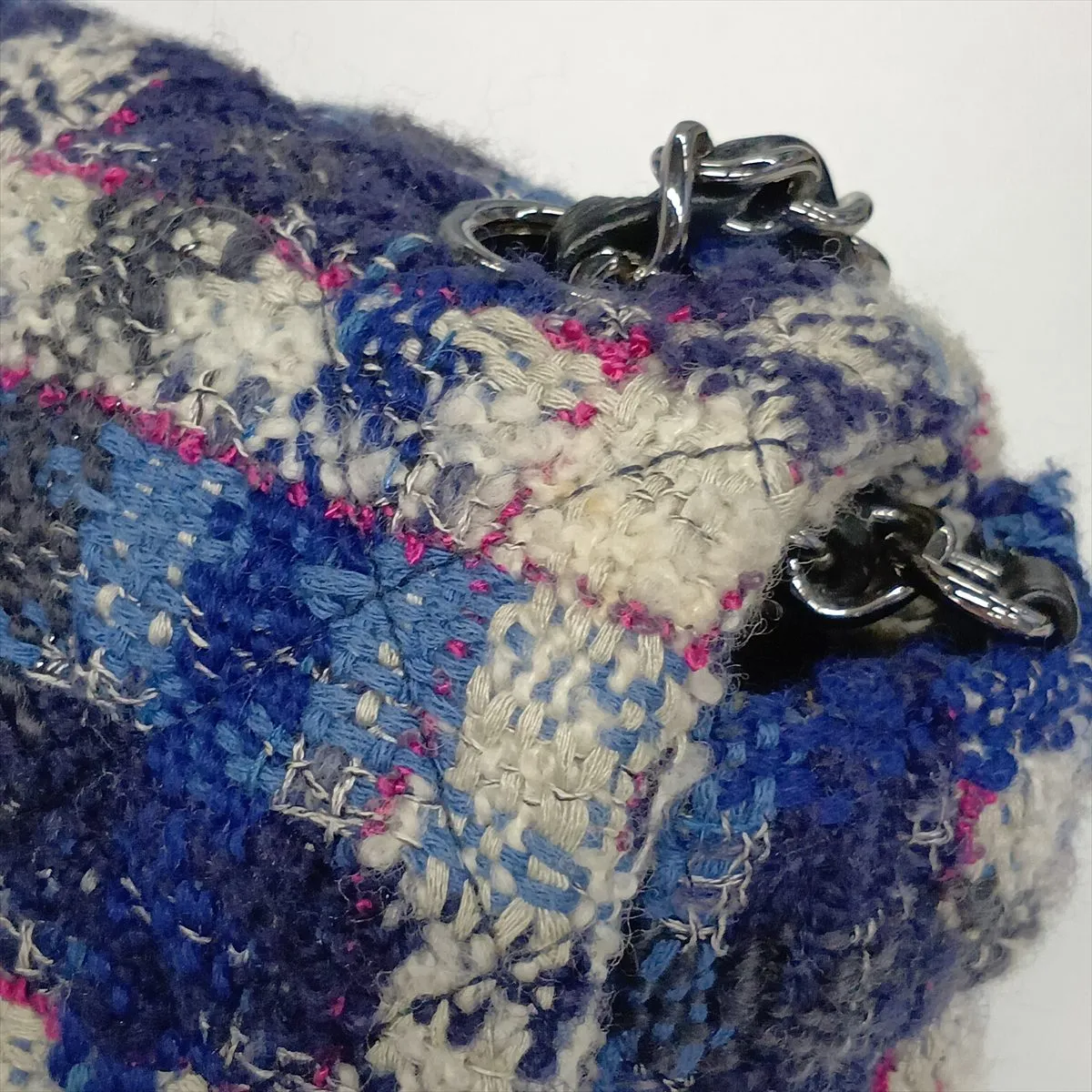 [Individually packaged] Chanel Mini Matelassé 20 Tweed Single Flap Single Chain Bag, Blue, Silver Hardware, 26447283, Serial Number 26, A69900 — view 14