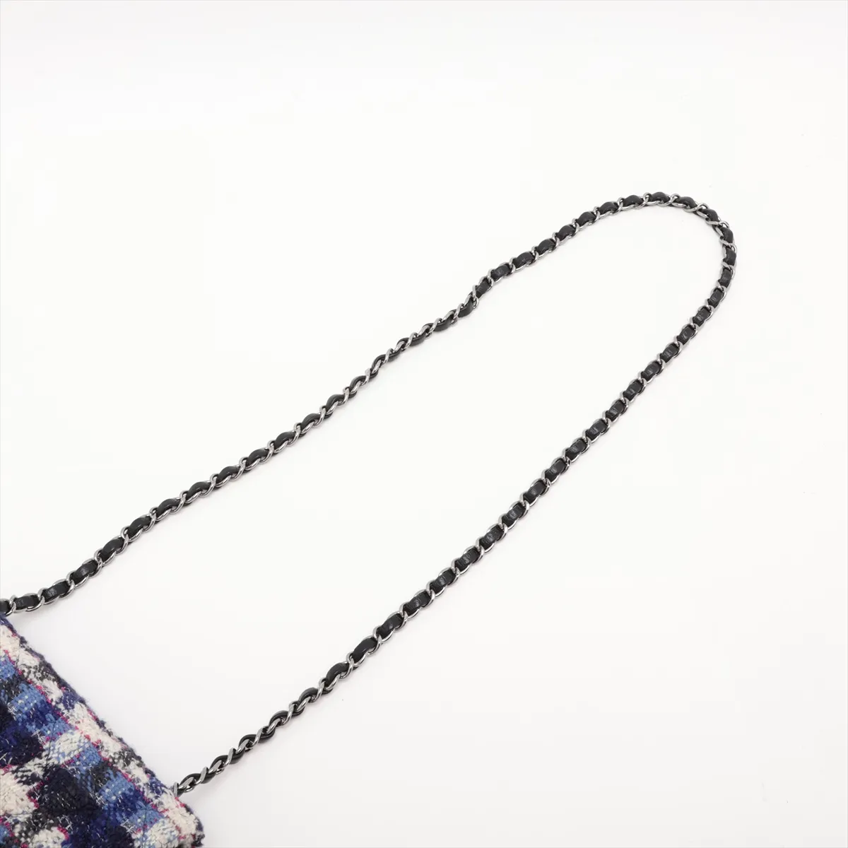 [Individually packaged] Chanel Mini Matelassé 20 Tweed Single Flap Single Chain Bag, Blue, Silver Hardware, 26447283, Serial Number 26, A69900 — view 5