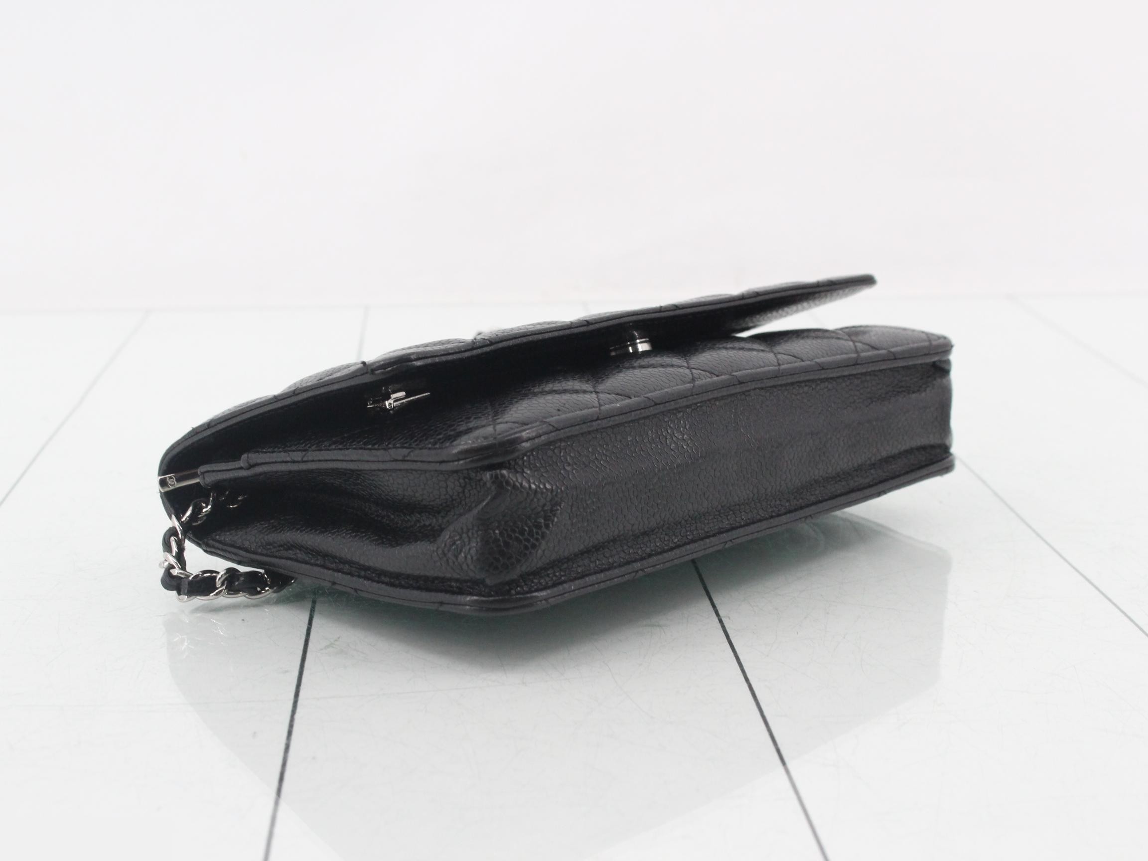 Matelassé Caviar Skin Chain Shoulder Bag with Plate — view 5