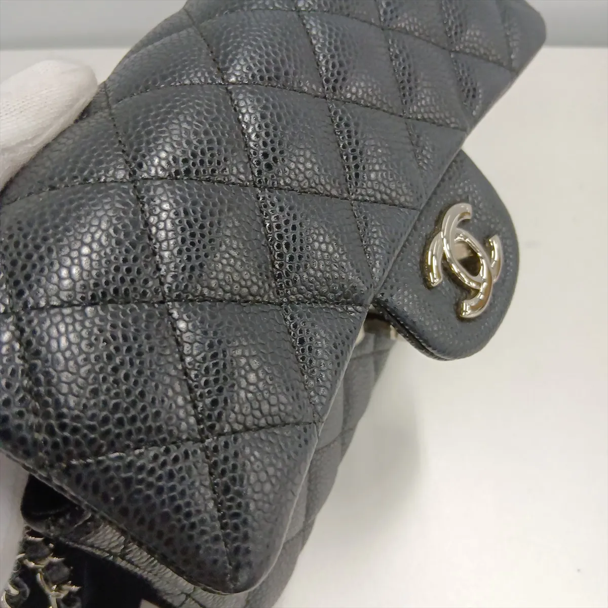 [Individually packaged] Chanel Mini Matelassé 20 Caviar Skin Double Flap Double Chain Bag, Black with Silver Hardware, 25604045, Serial Number 25-series, A69900 — view 14