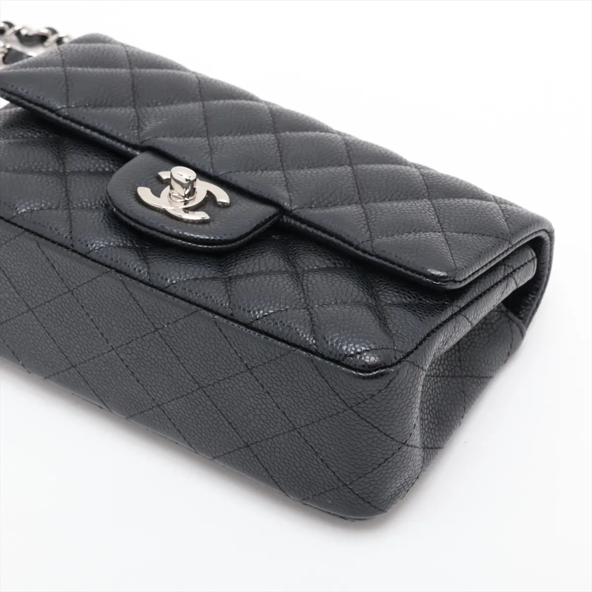 [Individually packaged] Chanel Mini Matelassé 20 Caviar Skin Double Flap Double Chain Bag, Black with Silver Hardware, 25604045, Serial Number 25-series, A69900 — view 3
