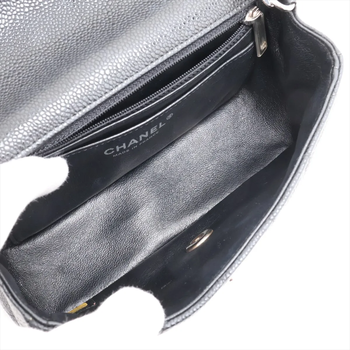 [Individually packaged] Chanel Mini Matelassé 20 Caviar Skin Double Flap Double Chain Bag, Black with Silver Hardware, 25604045, Serial Number 25-series, A69900 — view 6