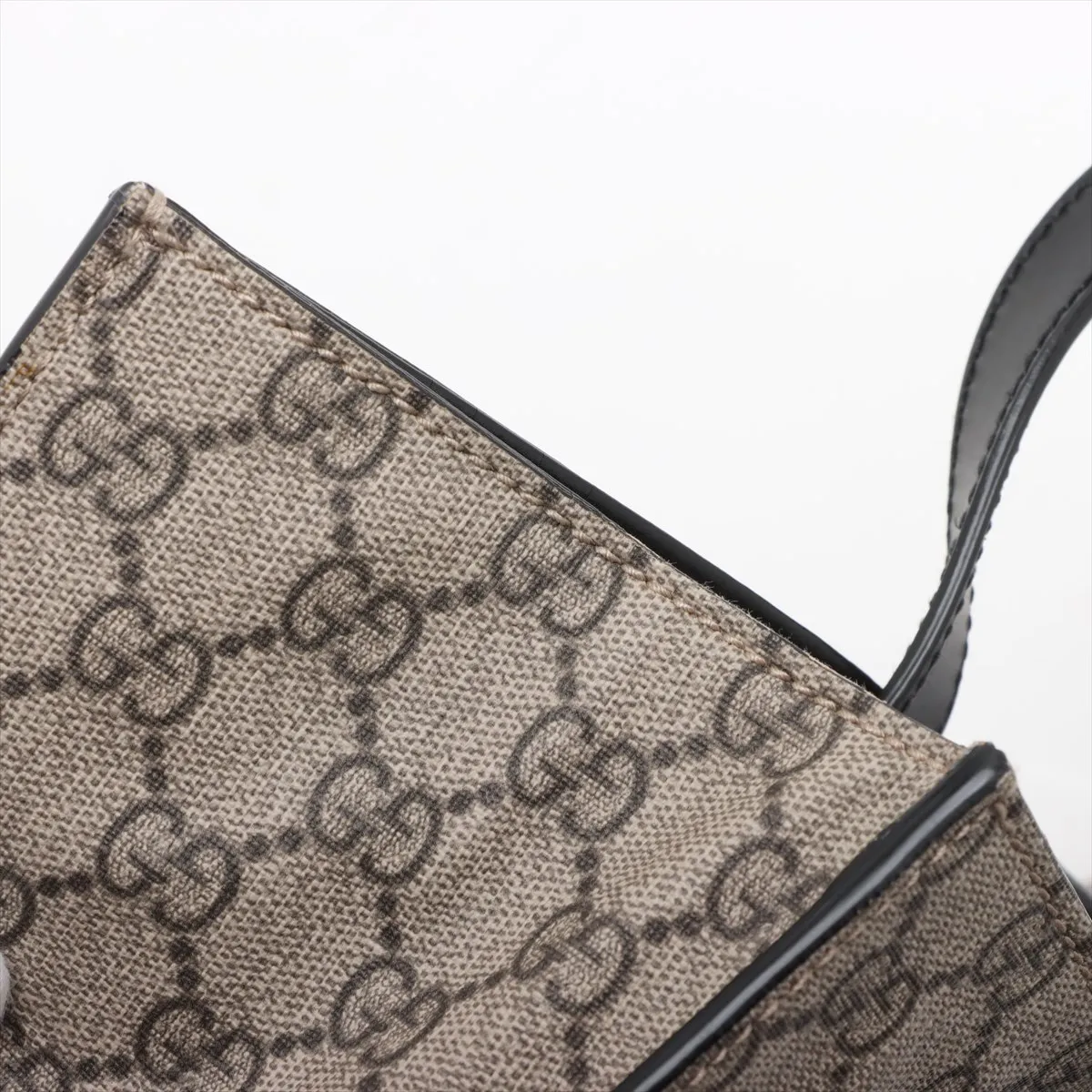 GG Supreme PVC x Leather 2WAY Tote Bag Beige x Black 456217 — view 14