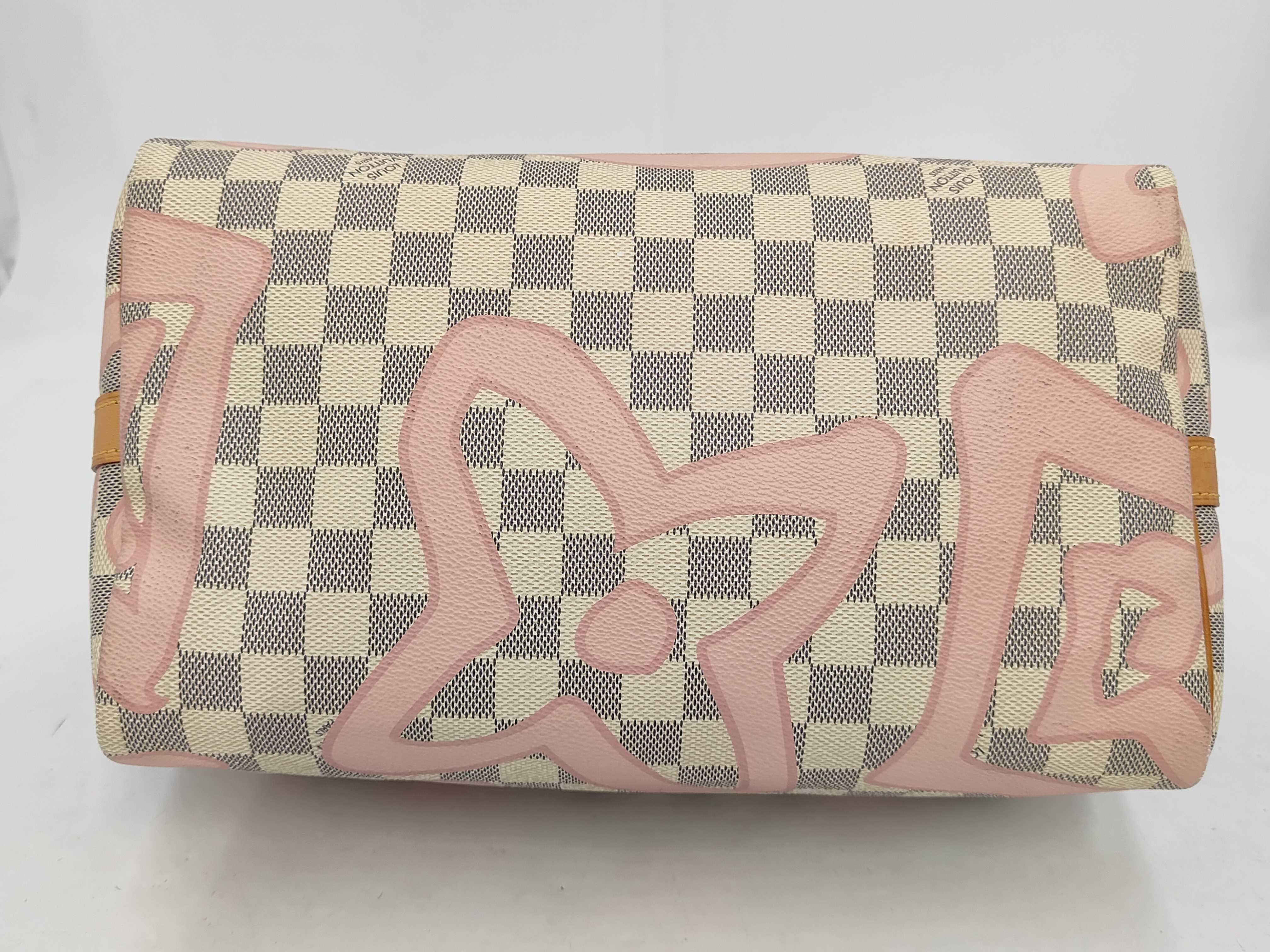 LV Speedy Bandoulière 30 N41052 Azur Rose Ballerine Handbag — view 4