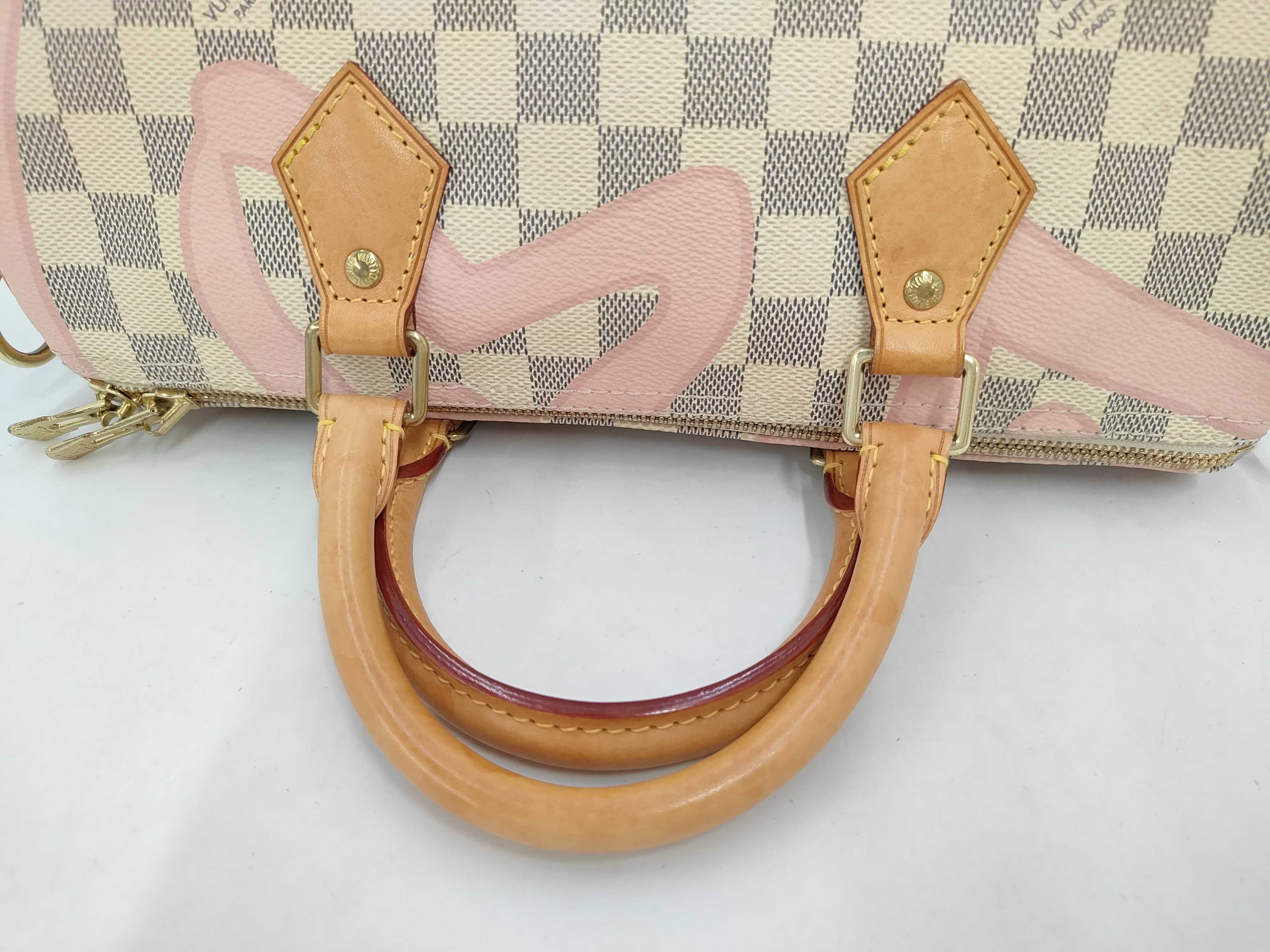 LV Speedy Bandoulière 30 N41052 Azur Rose Ballerine Handbag — view 5