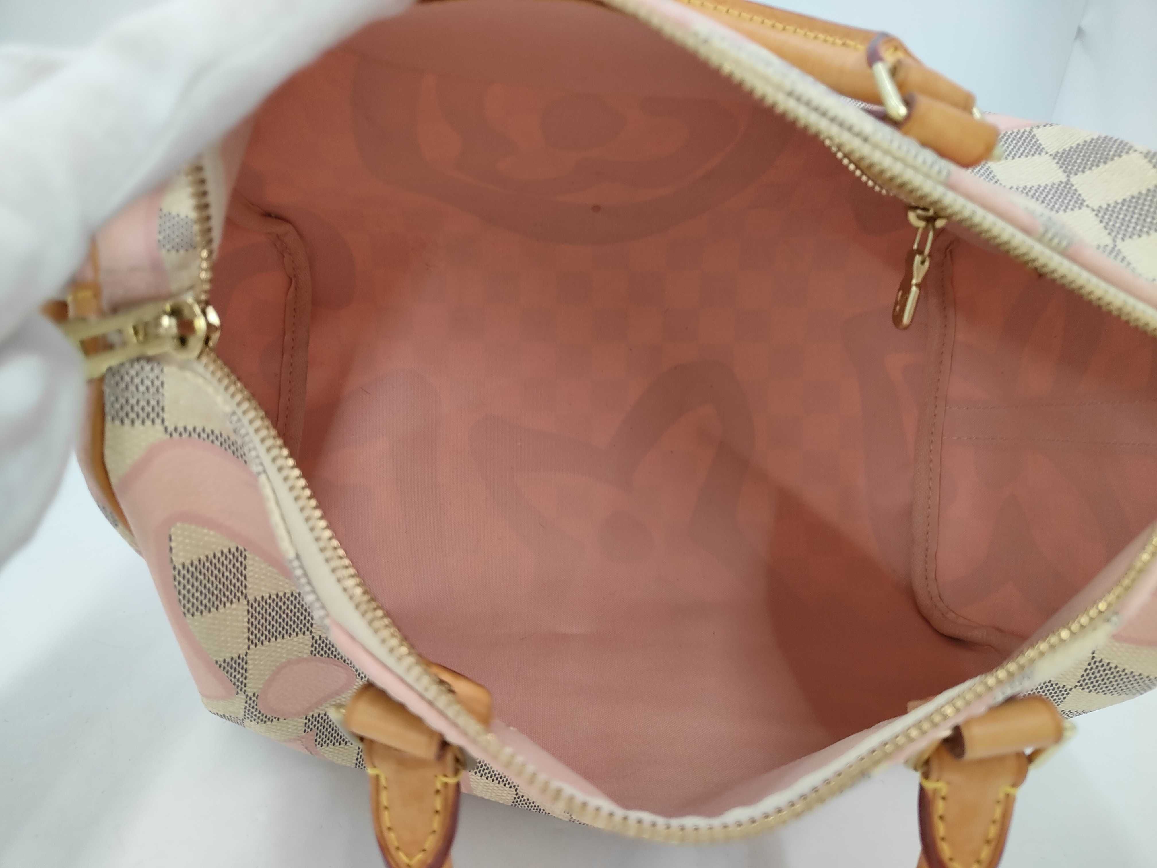 LV Speedy Bandoulière 30 N41052 Azur Rose Ballerine Handbag — view 9